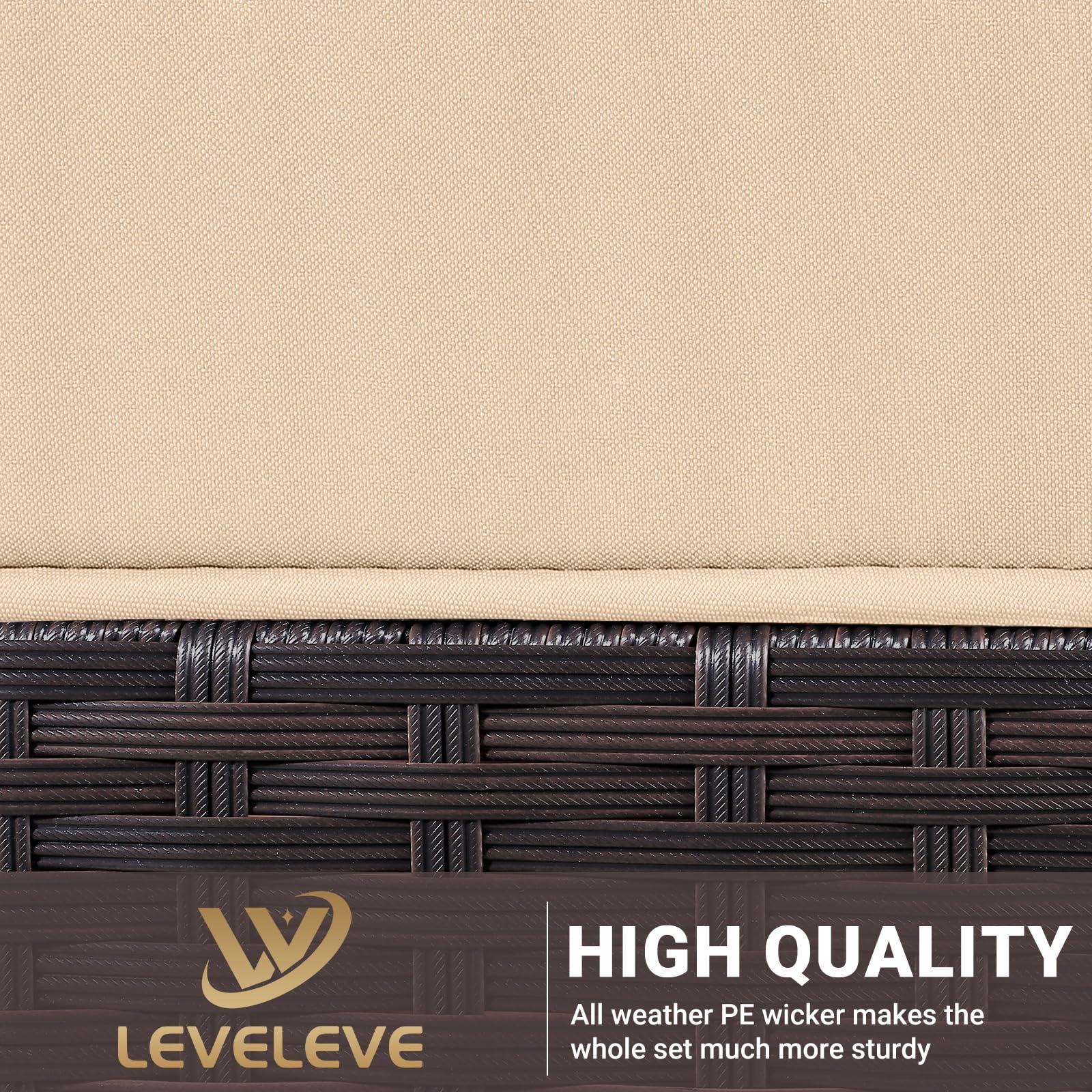 LEVELEVE 7 Pieces Outdoor Patio Furniture Sets,Rattan Conversation Sectional Set,Manual Weaving Wicker Patio Sofa with Tea Table - Image 8