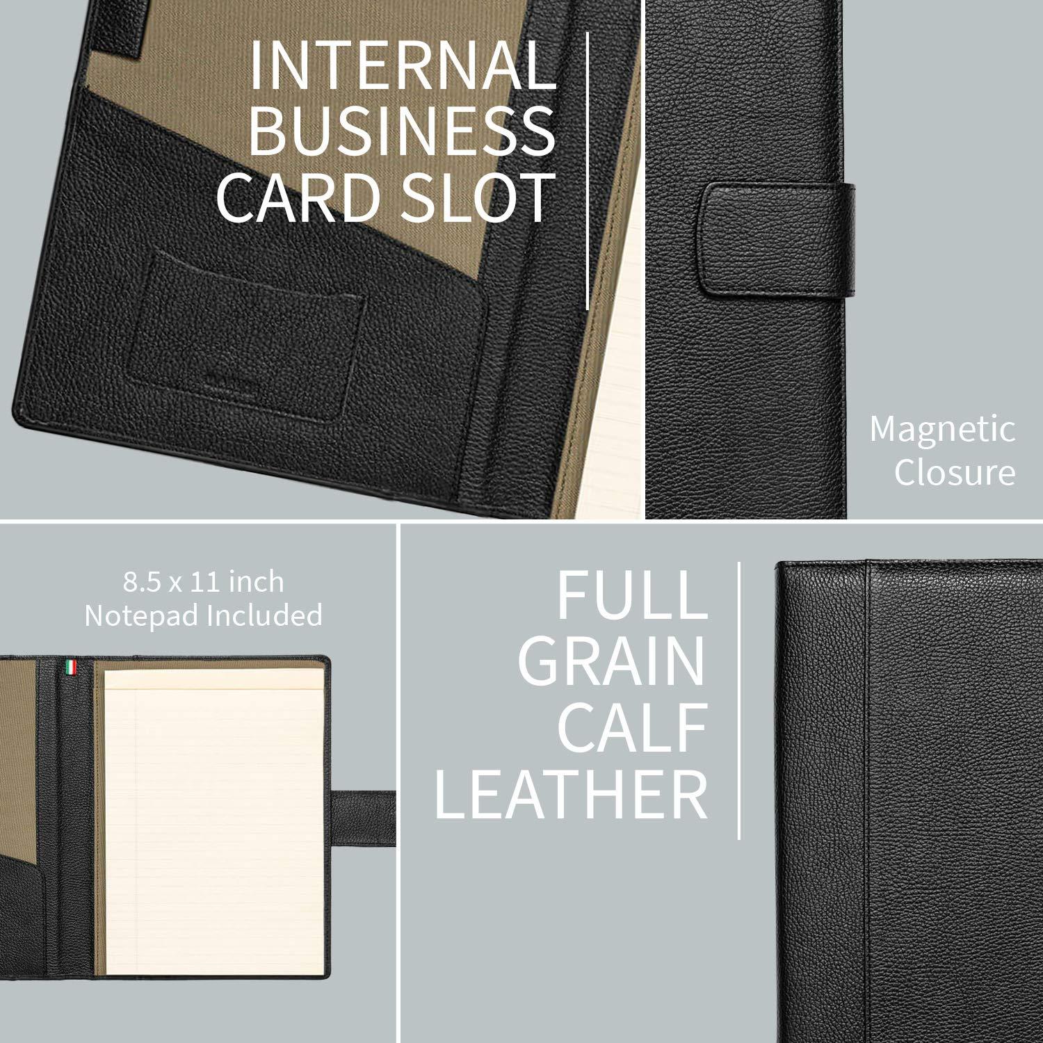Maruse Italian Leather Executive Padfolio, Folder Organizer with Magnetic Closure and Writing Pad, Handmade in Italy, Black - Image 4