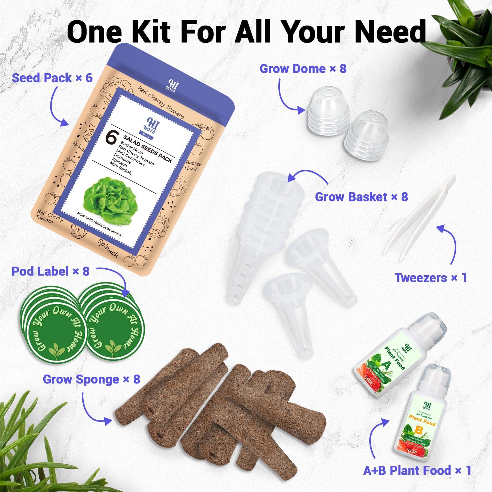 Salad Seed Pods, Grow Anything Kit for All Hydroponics Growing Systems, 8 Pods with 600+ Seeds of Red Cherry Tomato, Butter Head, Romaine, Spinach, Mini Cucumber and Radish - Image 3