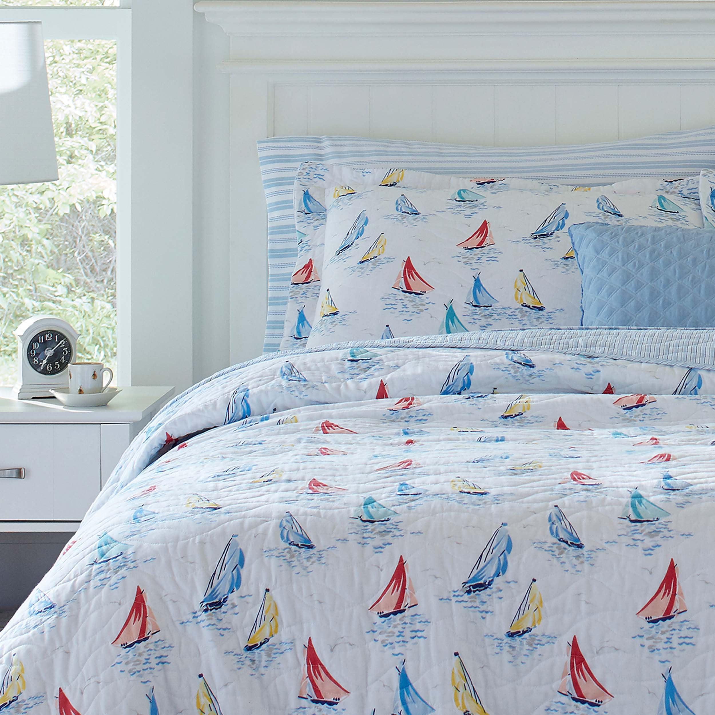 Laura Ashley - King Quilt Set, Cotton Reversible Bedding with Matching Shams, Home Decor Ideal for All Seasons (Ahoy Blue, King) - Image 9