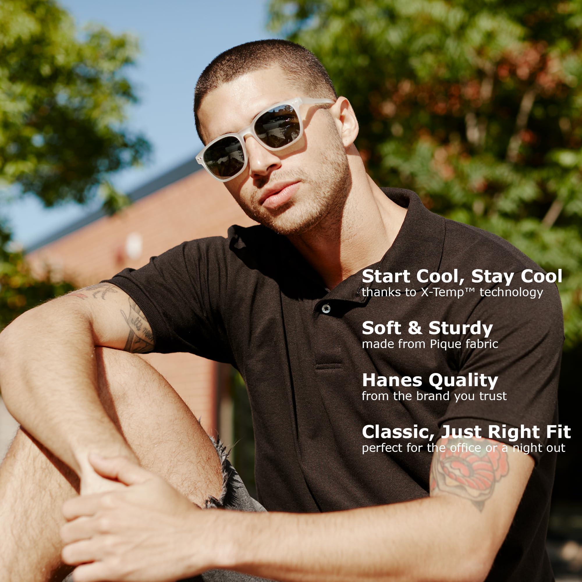 Hanes Men’s X-Temp Short Sleeve Polo Shirt, Midweight Men's Shirt - Image 5