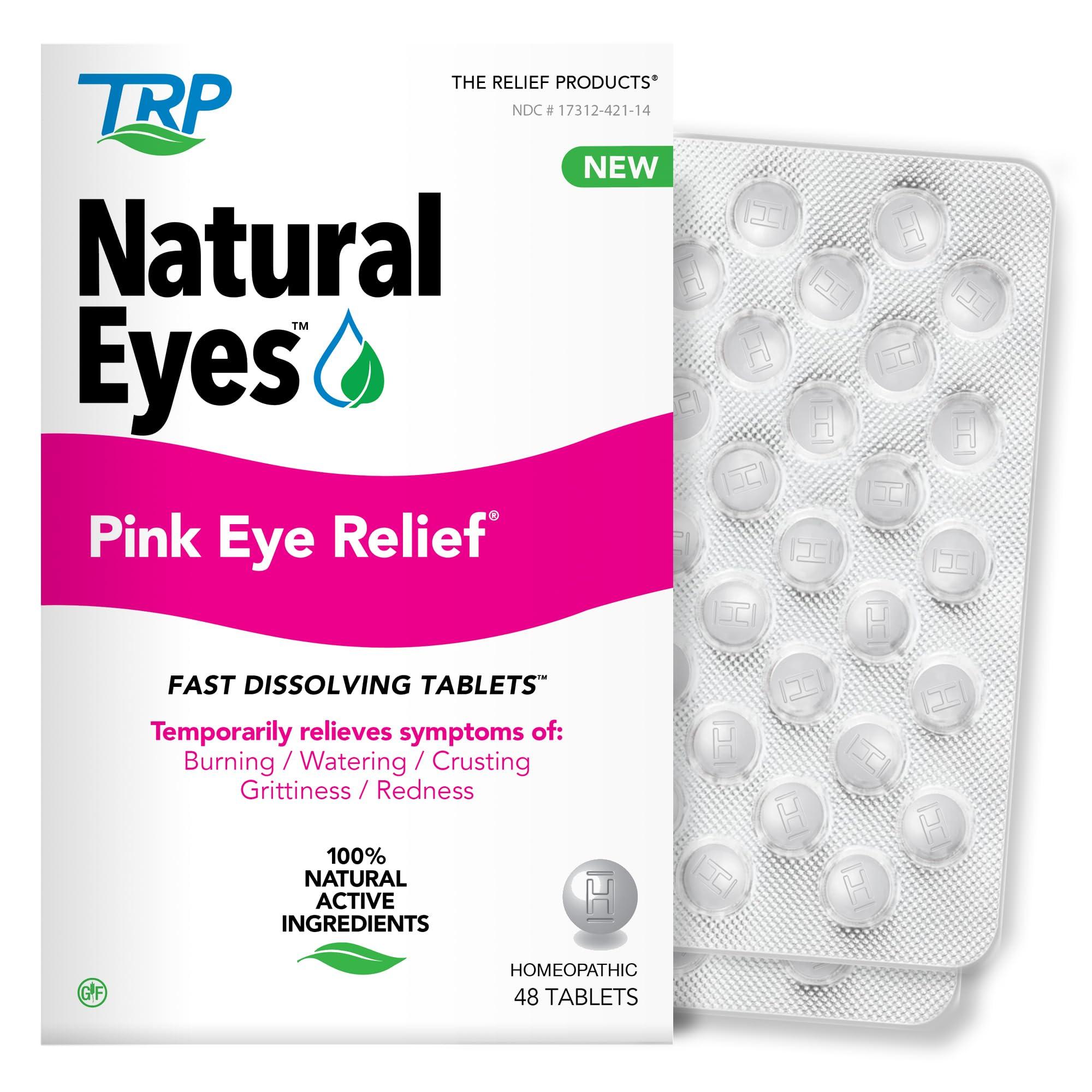 Natural Eyes Pink Eye Relief Fast Dissolving Tablets - 100% Natural Active Ingredients - Helps with Itching, Stinging, Dry Crusty Eyes - 48 Count