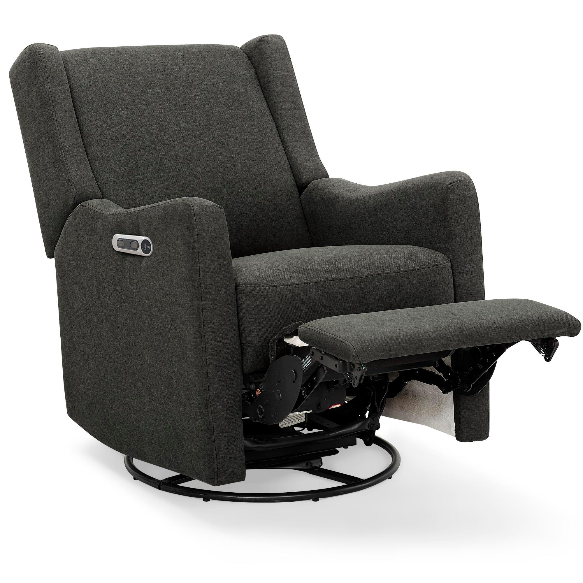 Delta Children Mercer Electronic Power Recliner and Swivel Glider with USB Port in LiveSmart Performance Fabric - Water Repellent & Stain Resistant, Dark Grey - Image 14