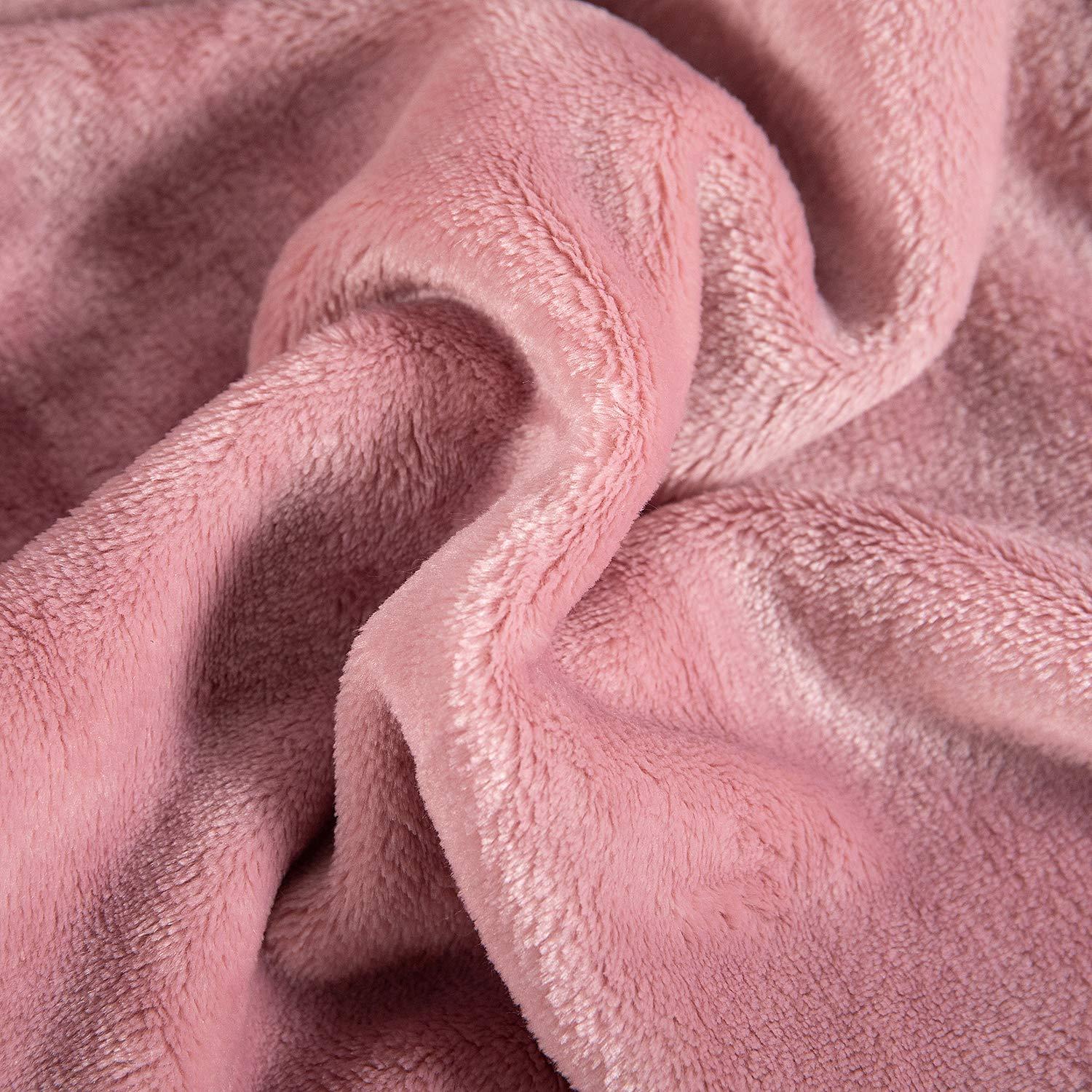TASTHROW Large Flannel Fleece Throw Blanket, 50×70 Inch - Cozy Lightweight Thick Blanket - All Seasons Suitable for Women, Men and Kids (Pink) - Image 4