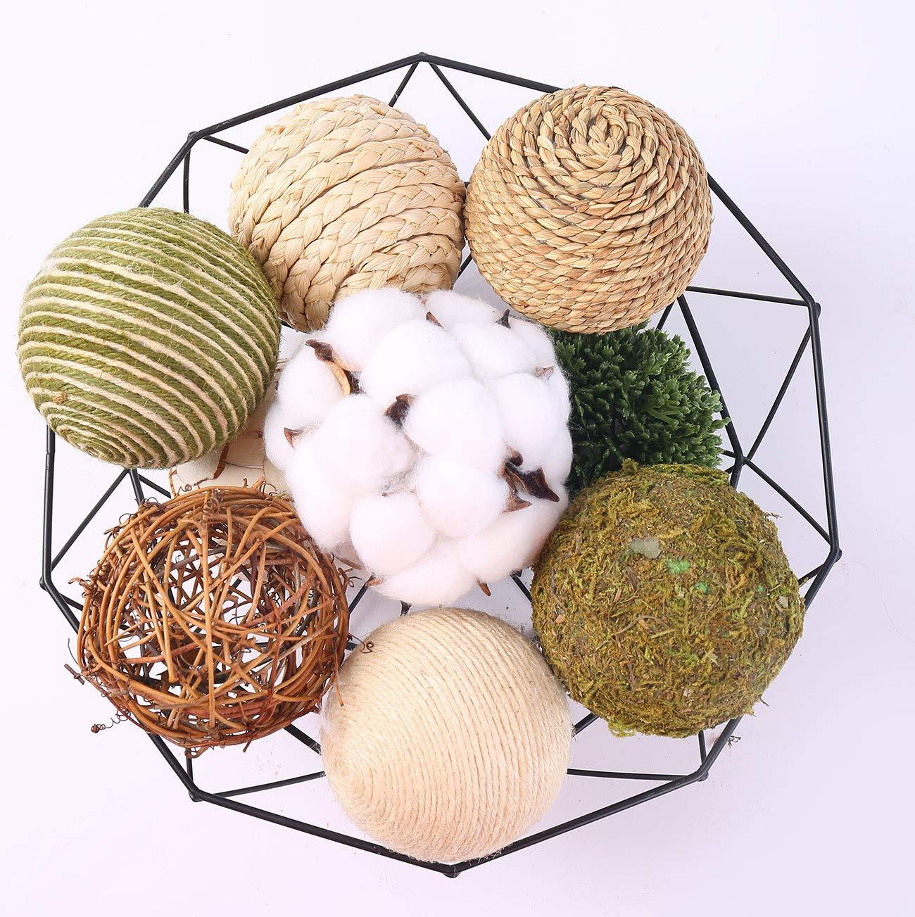 CIR OASES 9pcs 3.5Inch Fall Decorative Ball Orb Rattan Ball Rattan Woven Orbs Spherical Bowl and Vase Filler for Home Party Wedding Display Decor Props … - Image 7