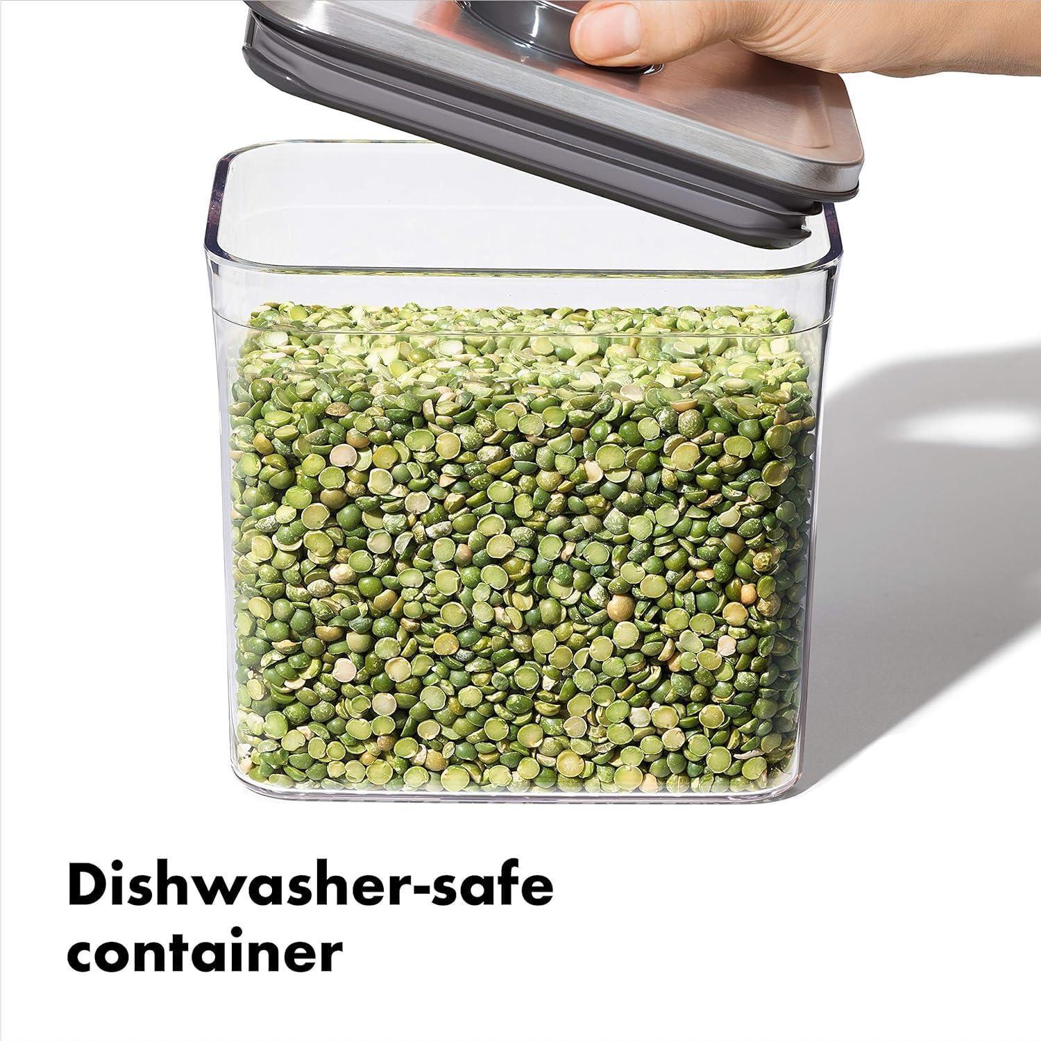 OXO Steel POP Container Big Short Sqaure - 2.8 Qt (Pack of 4) Airtight Food Storage Containers for Cereal, Grains & More, Grey - Image 6