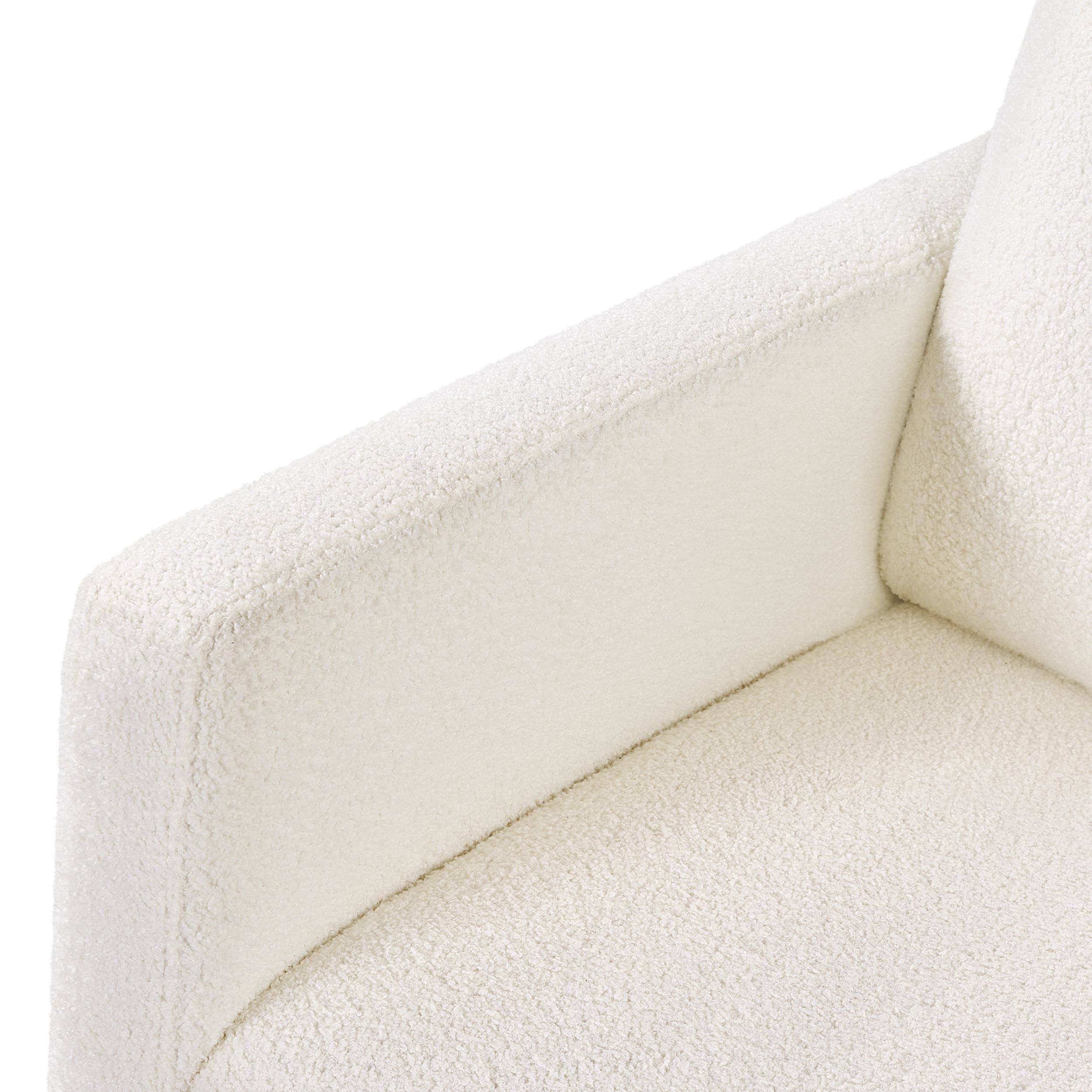 Yaheetech Upholstered Rocking Chair, Boucle Glider Chair Nursery Chair with High Back and Side Pocket, Rocking Accent Armchair with Rubber Wood Legs for Living Room/Bedroom/Nursery, Ivory - Image 9