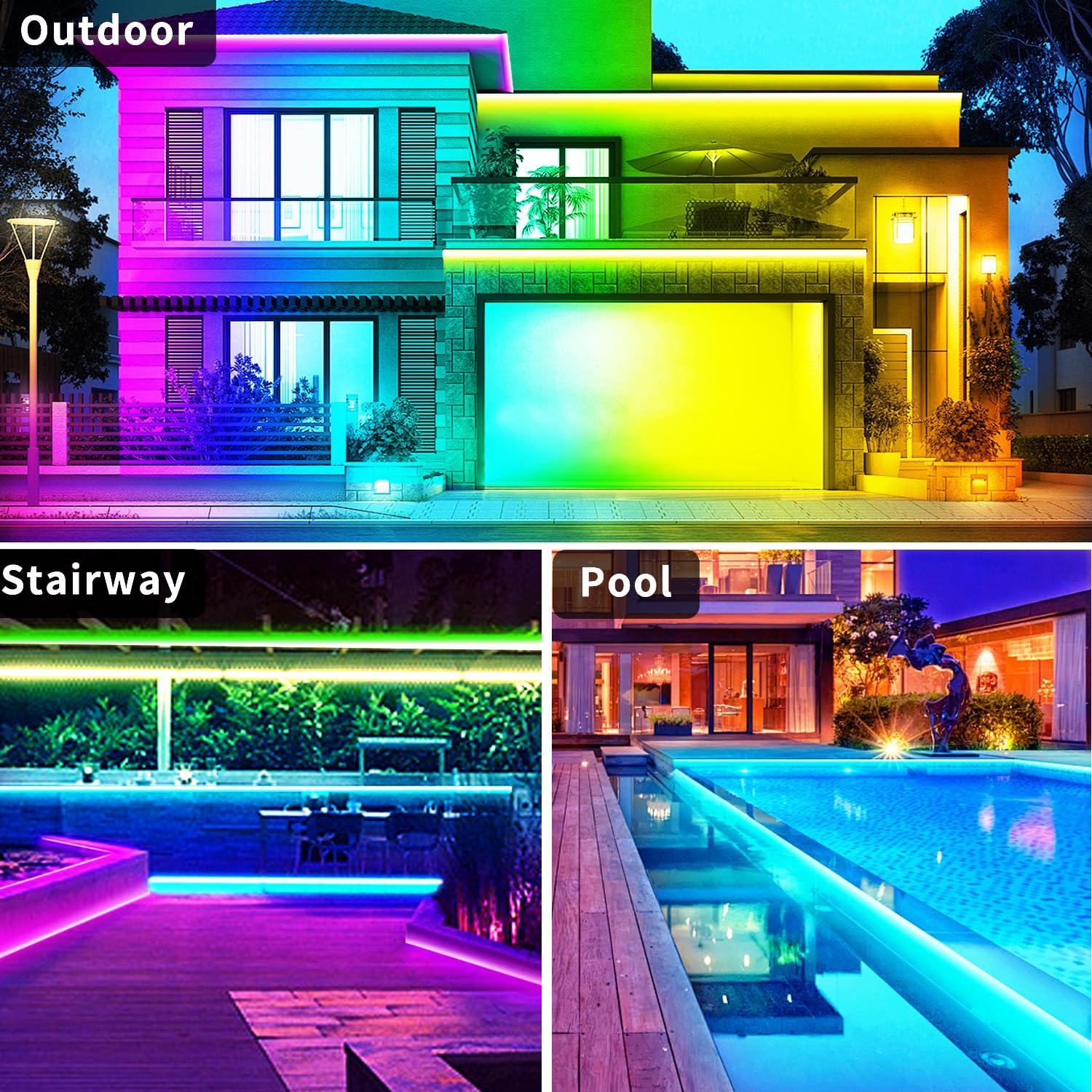 vimeepro 400ft Outdoor Waterproof Led Strip Light,IP68 Waterproof Led RGB Light with IR Remote&App Control,Music Sync and Color Changing LED Rope Light for Bedroom,Roof,Pool,Balcony（2 Rolls of 200ft） - Image 6