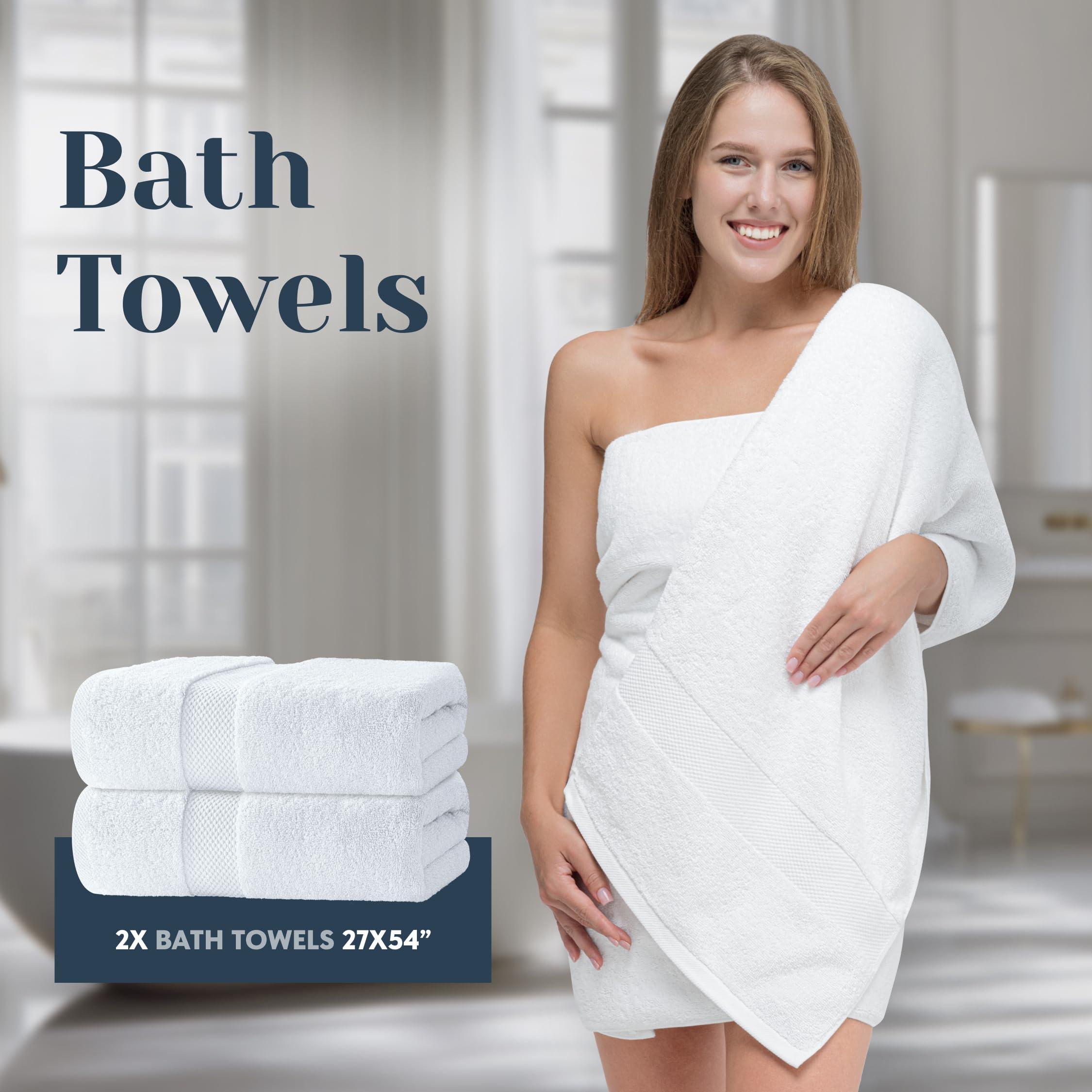 Luxury White Bath Towel Set of 8 Pieces - 100% Turkish Cotton 700 GSM Highly Absorbent Towels for Bathroom, 2 Bath Towels, 2 Hand Towels, 4 Washcloths - Image 4