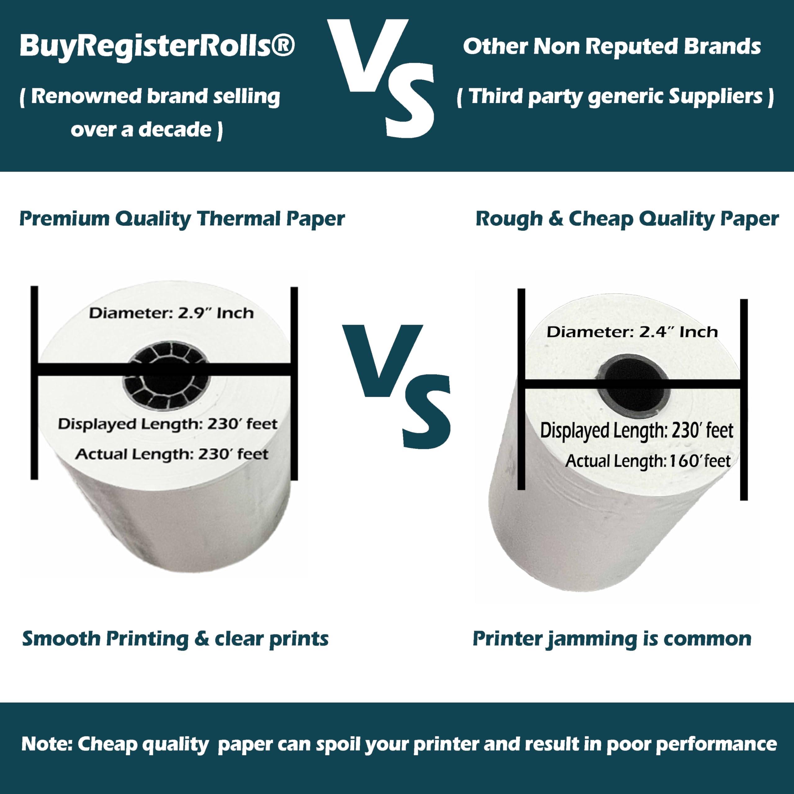 (50 Rolls) 3 1/8 x 230 Thermal Paper Receipt Rolls (55 GSM Premium Quality German Paper) Fits All POS Cash Registers BPA Free - BuyRegisterRolls - Image 3