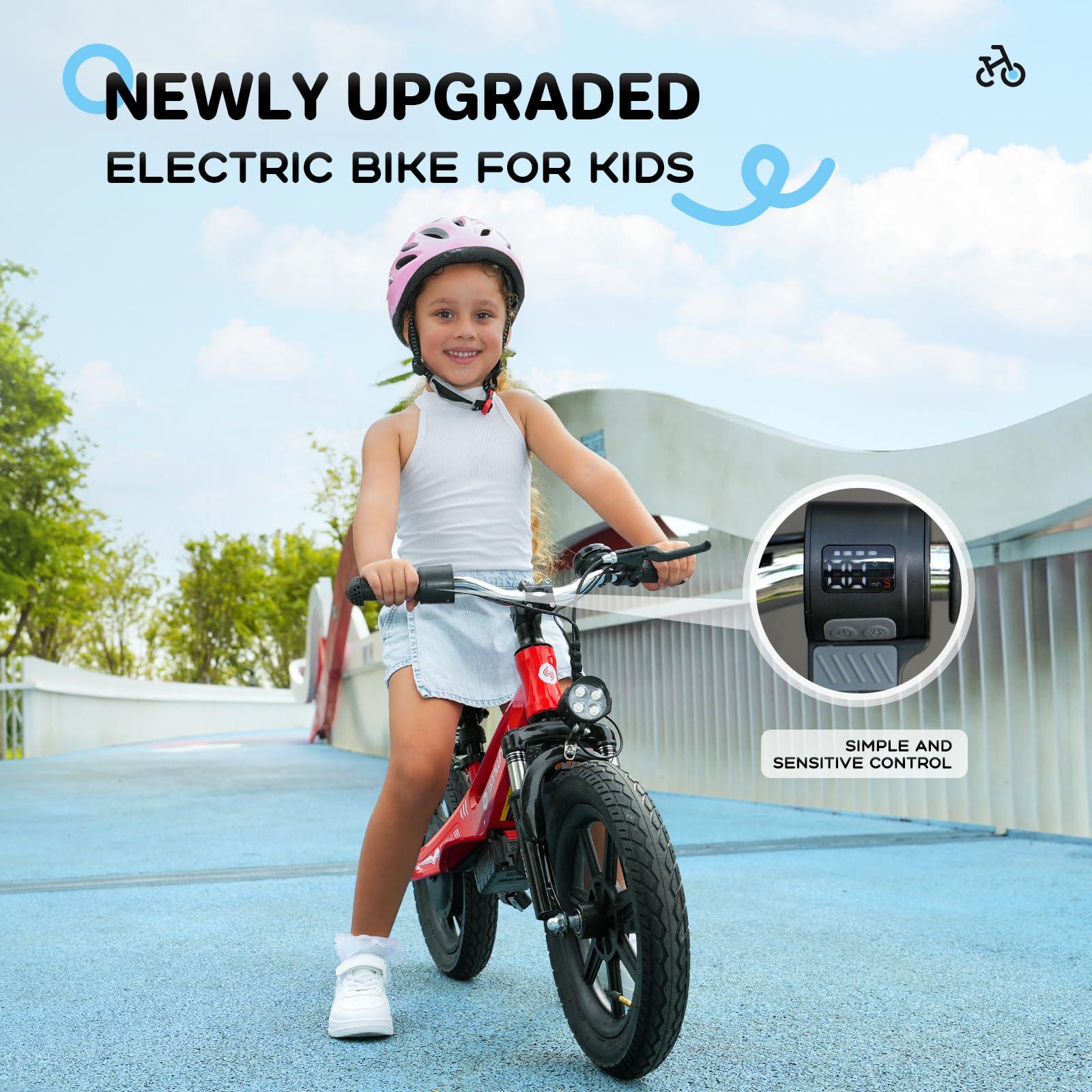 isinwheel 2-in-1 Electric Bike for Kids Ages 2-6, 250W/150W Electric Balance Bike with Swappable Battery, 14/12 inch Inflatable Tire and Adjustable Seat, Electric Motorcycle for Kids Boys & Girls - Image 3