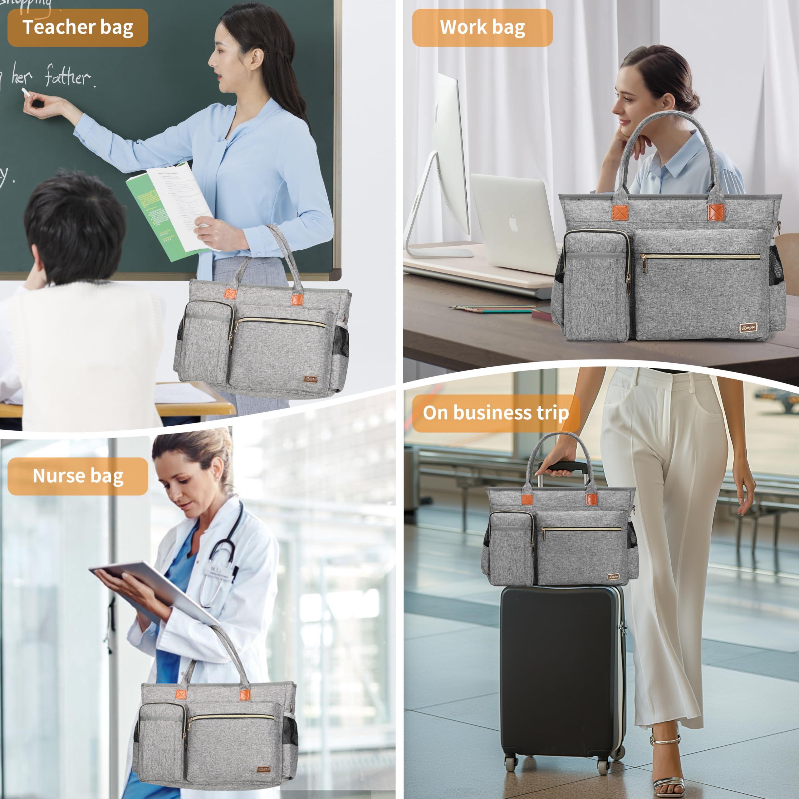 Rabjen Nurse Tote Bag for Work with Padded 15.6” Laptop Sleeve, Medical Supplies Shoulder Bag for Home Health Care - Image 6