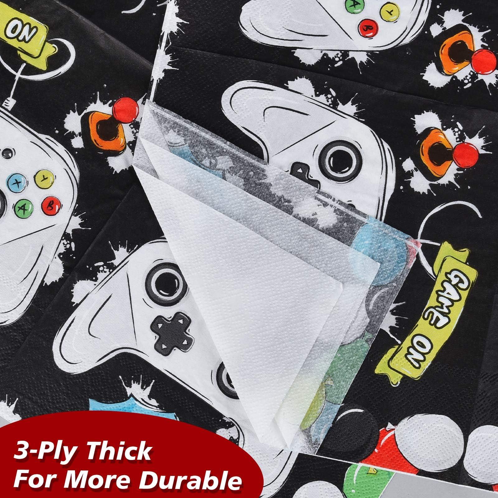WERNNSAI Video Game Party Supplies - 48 PCS Watercolor Gaming Party Plates and Napkins Disposable Game Lovers Paper Plates Napkins for Boys Gamer Birthday Dinner Dessert Decorations Serves 16 Guests - Image 6