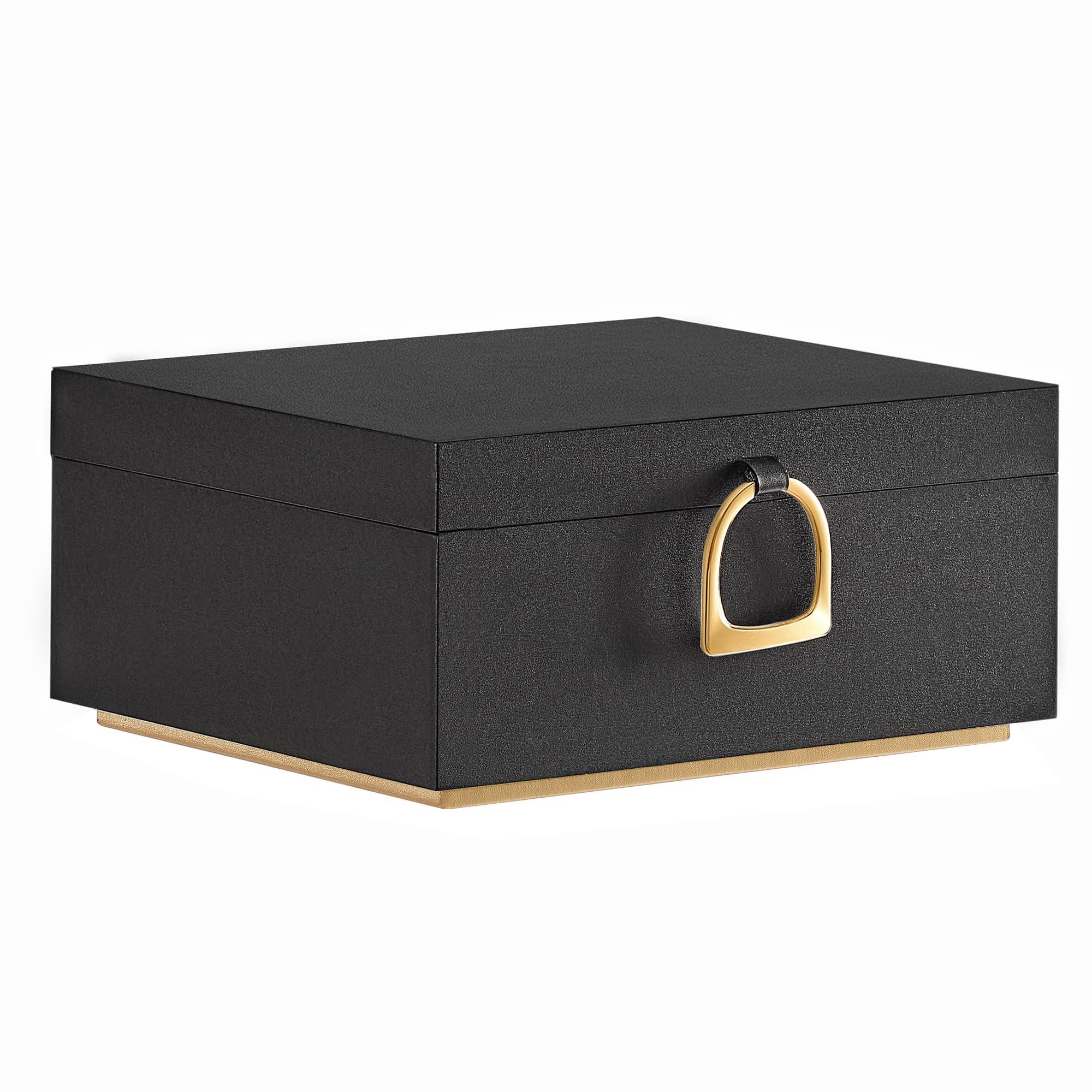 SONGMICS 2-Layer Jewelry Box, Jewelry Organizer with Handle, Removable Jewelry Tray, Jewelry Storage, Floating Effect, 8.1 x 9.4 x 4.3 Inches, Gift Idea, Black UJBC165B01