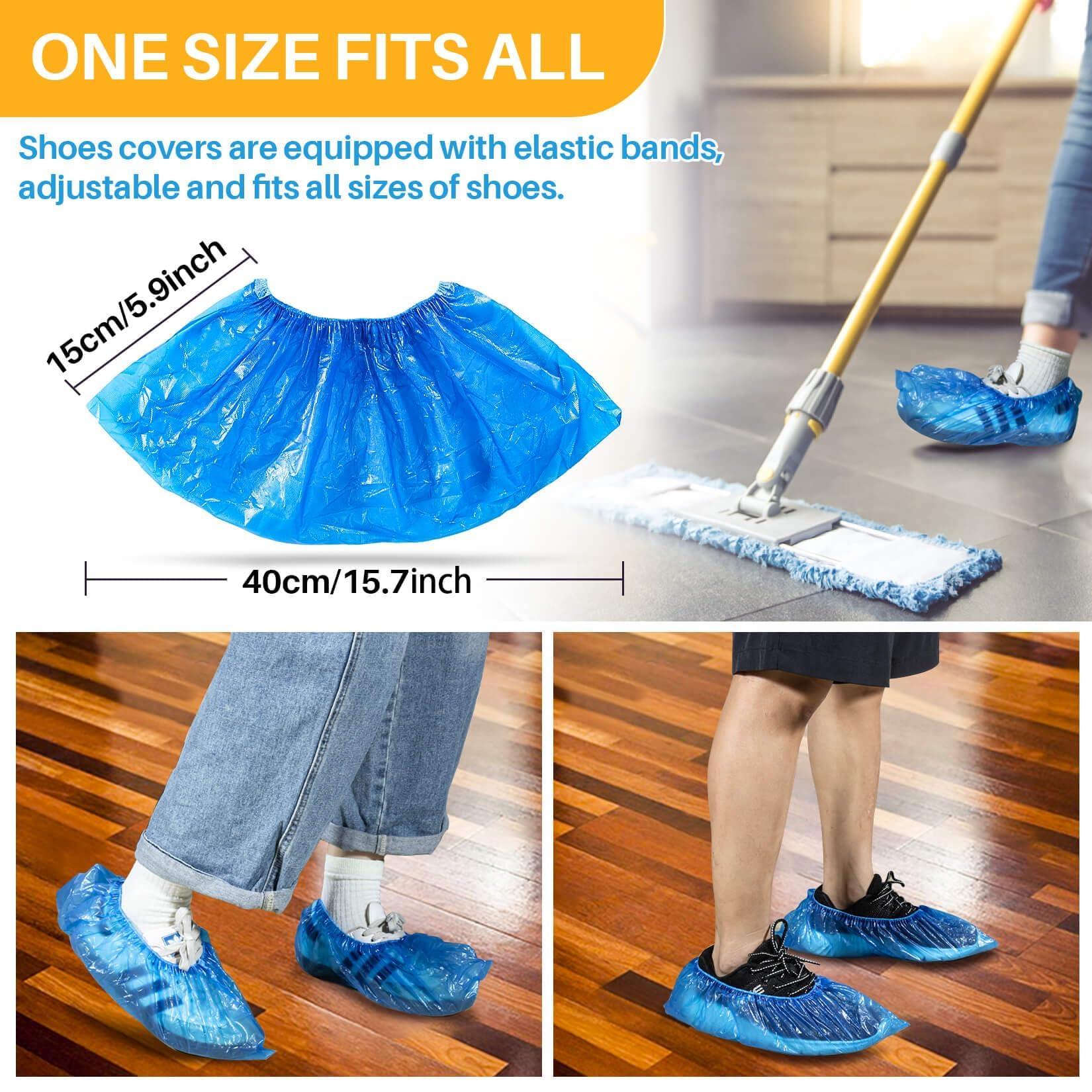 80 Pack (40 Pairs) Shoe Covers - Boot Covers Plastic Disposable Waterproof Shoe Covers for Men and Women Fits All Sizes of Shoes for House Cleaning - Image 4