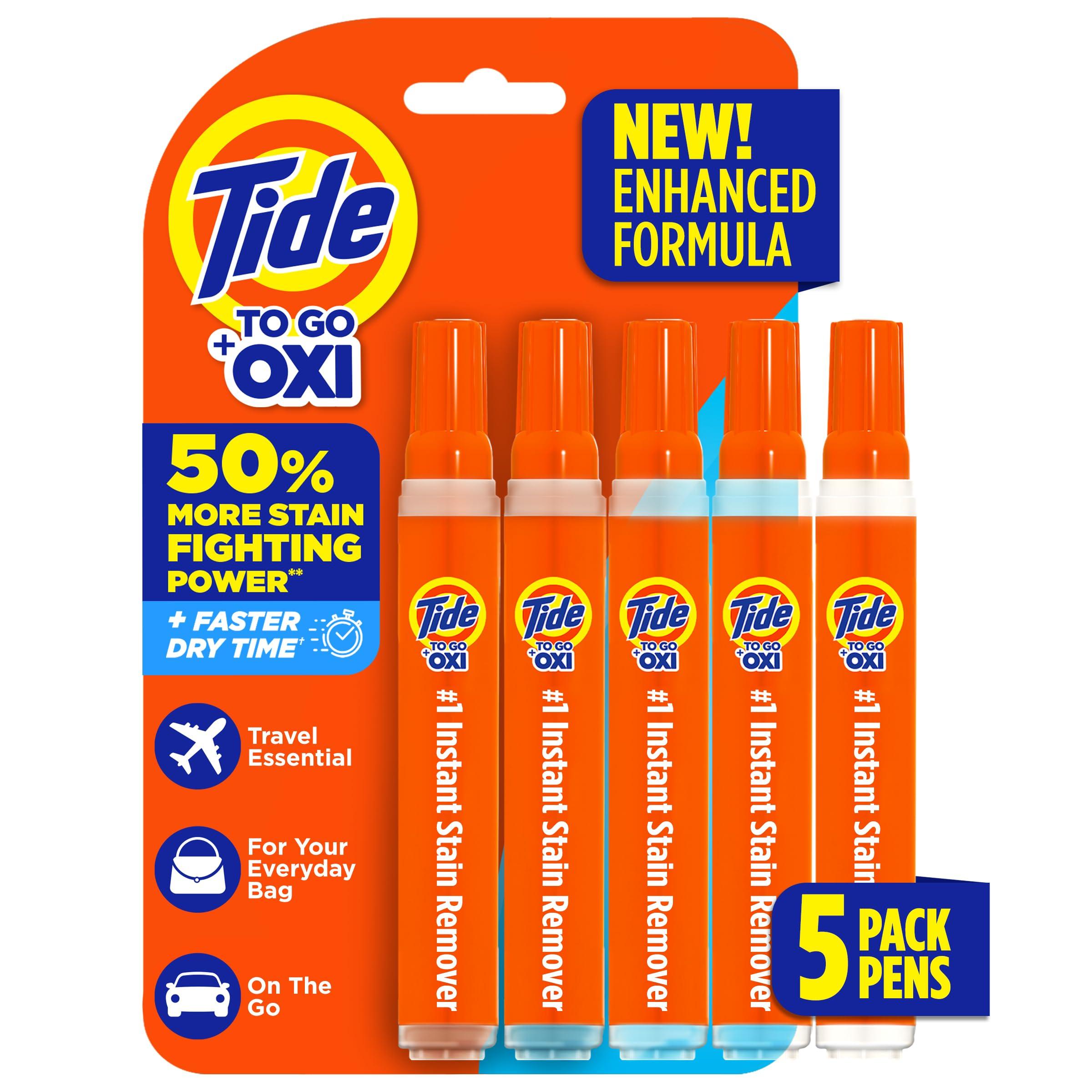 Tide Stain Remover for Clothes, Tide To Go Pen, Instant Stain Remover for Clothes, Travel & Pocket Size, 5 Count (Pack of 1)