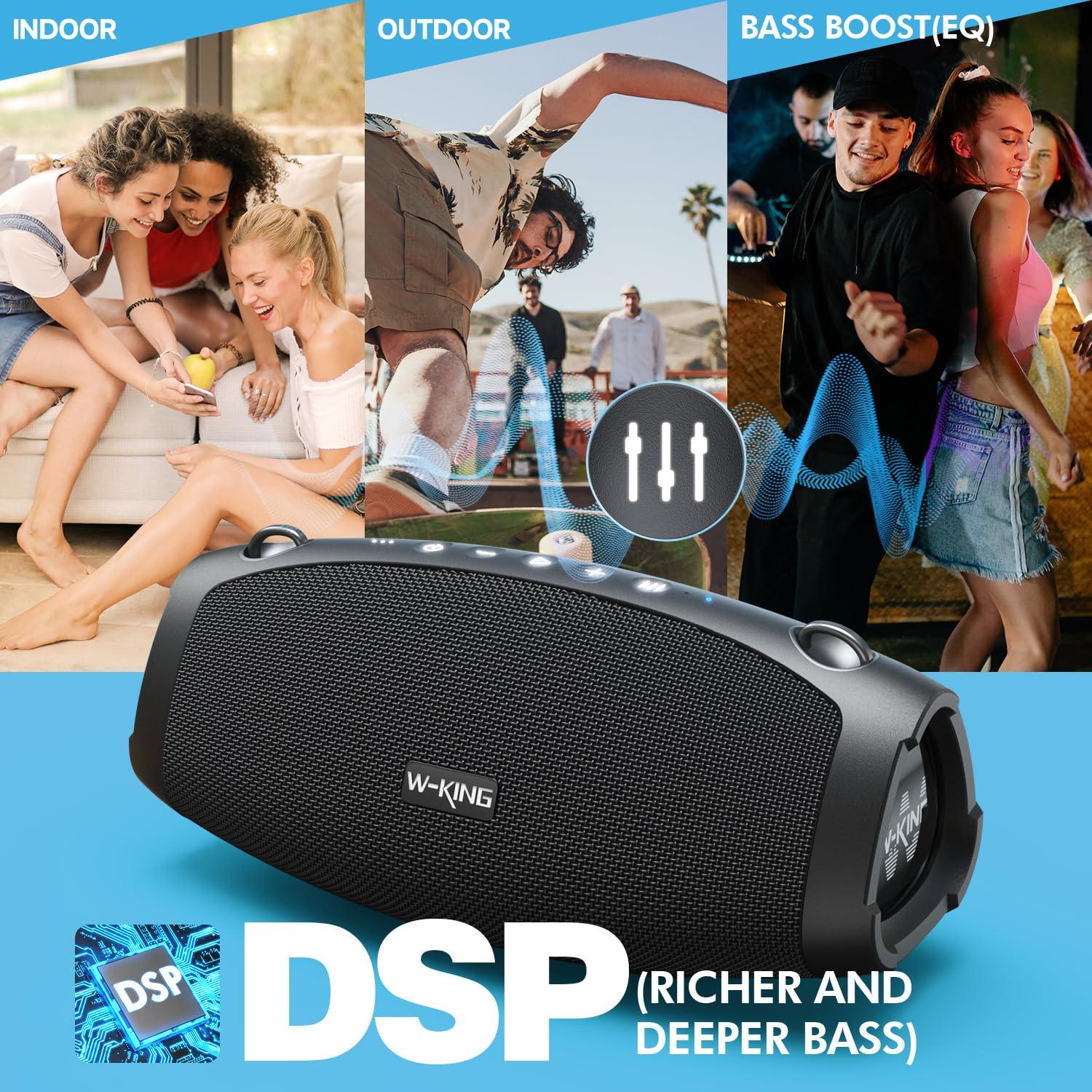 W-KING Portable Speaker Bluetooth Wireless, 120W Max Loudest Outdoor Waterproof Bluetooth Speaker Subwoofer*2, IPX6 Large Big Party Boombox,Triple Passive Radiators-70W Deep Bass/DSP/42H/Power Bank/EQ - Image 3