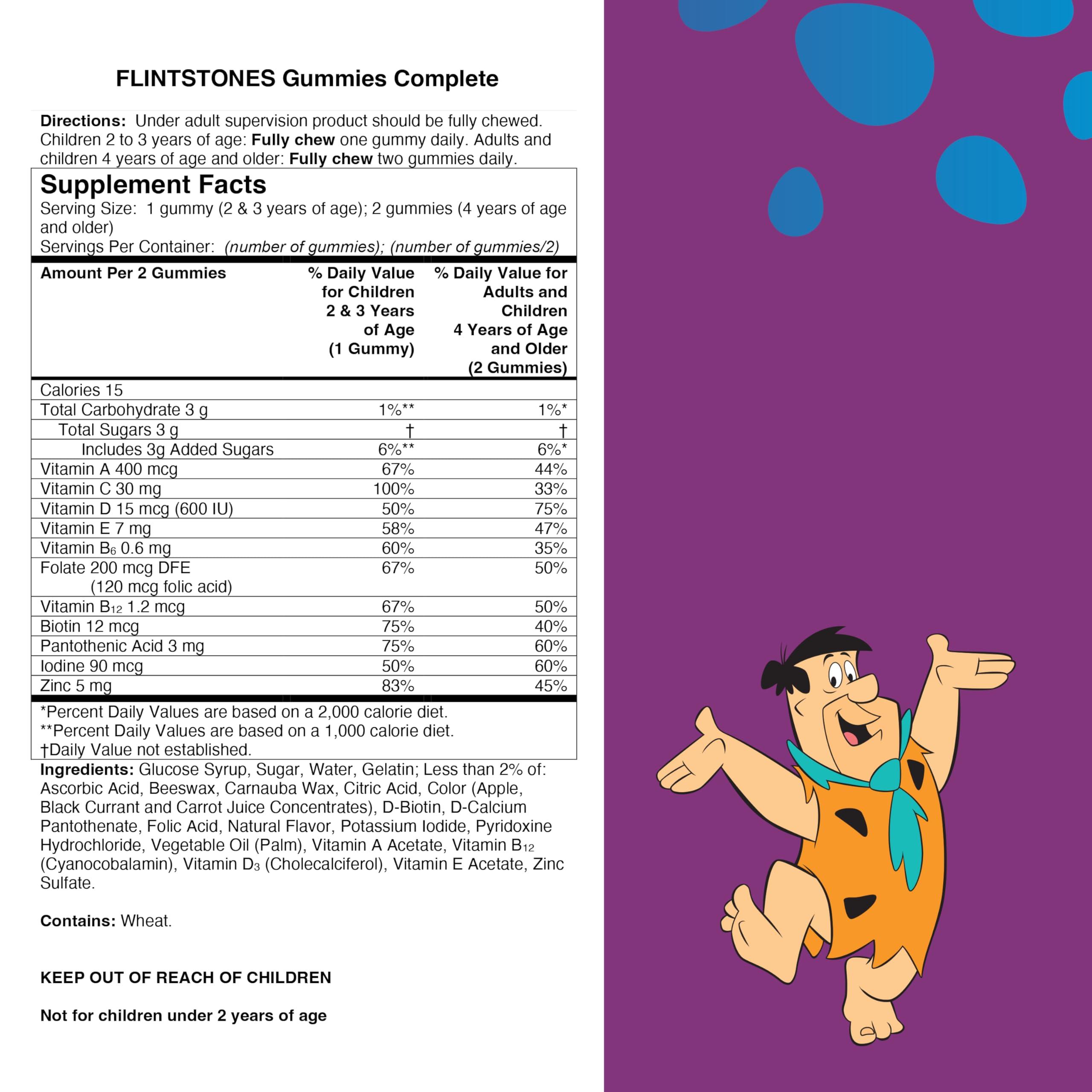 Flintstones Vitamins Complete Gummies, Kids Vitamins with Vitamin C for Toddlers and Children, Kids Multivitamin with Vitamin A, B6, B12, E & Zinc, 180 Count - Image 7