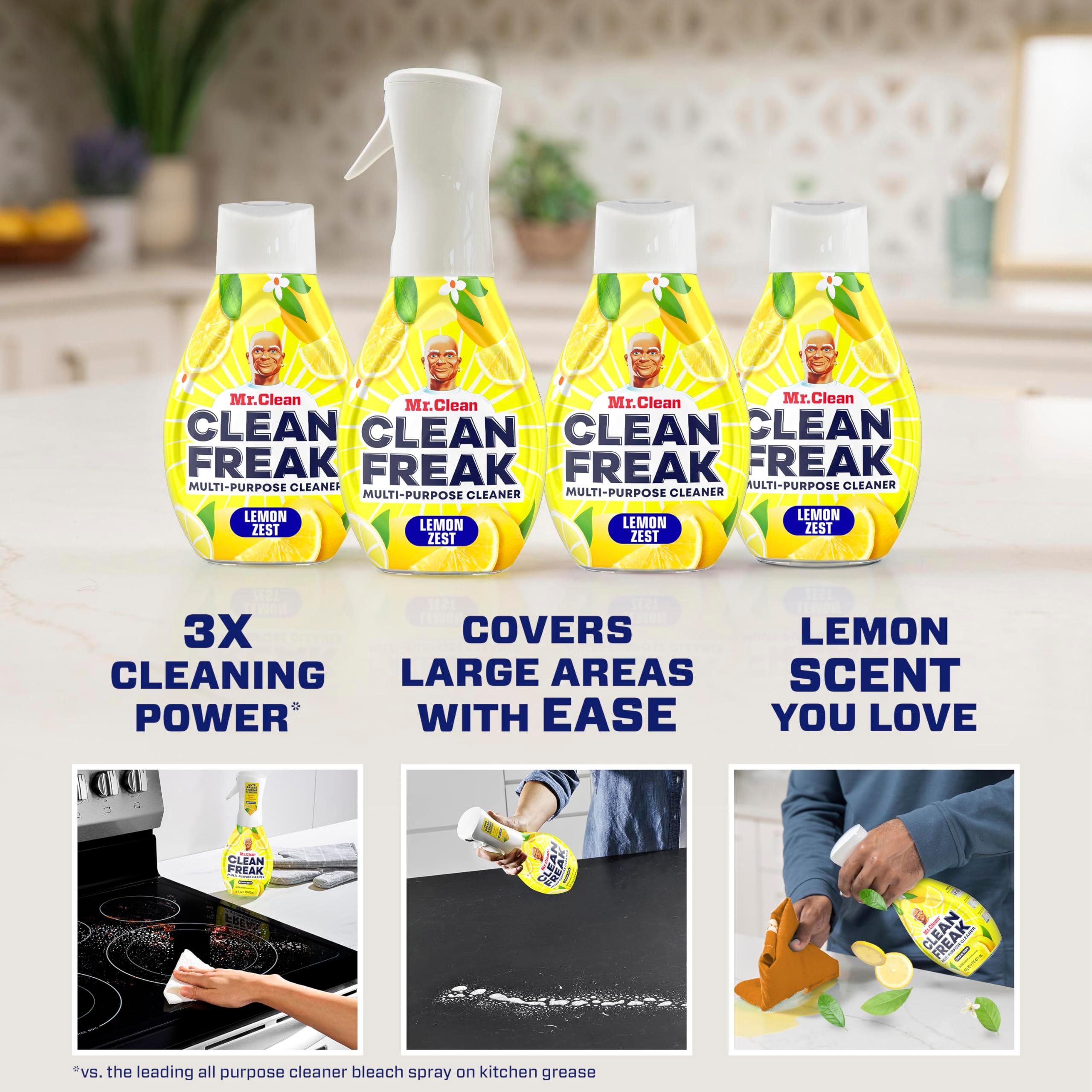 Mr. Clean Clean Freak Multi Surface Cleaning Spray, Deep Cleaning Mist Starter Kit and Refill Bundle, Lemon Zest Scent, 64 fl oz - Image 2