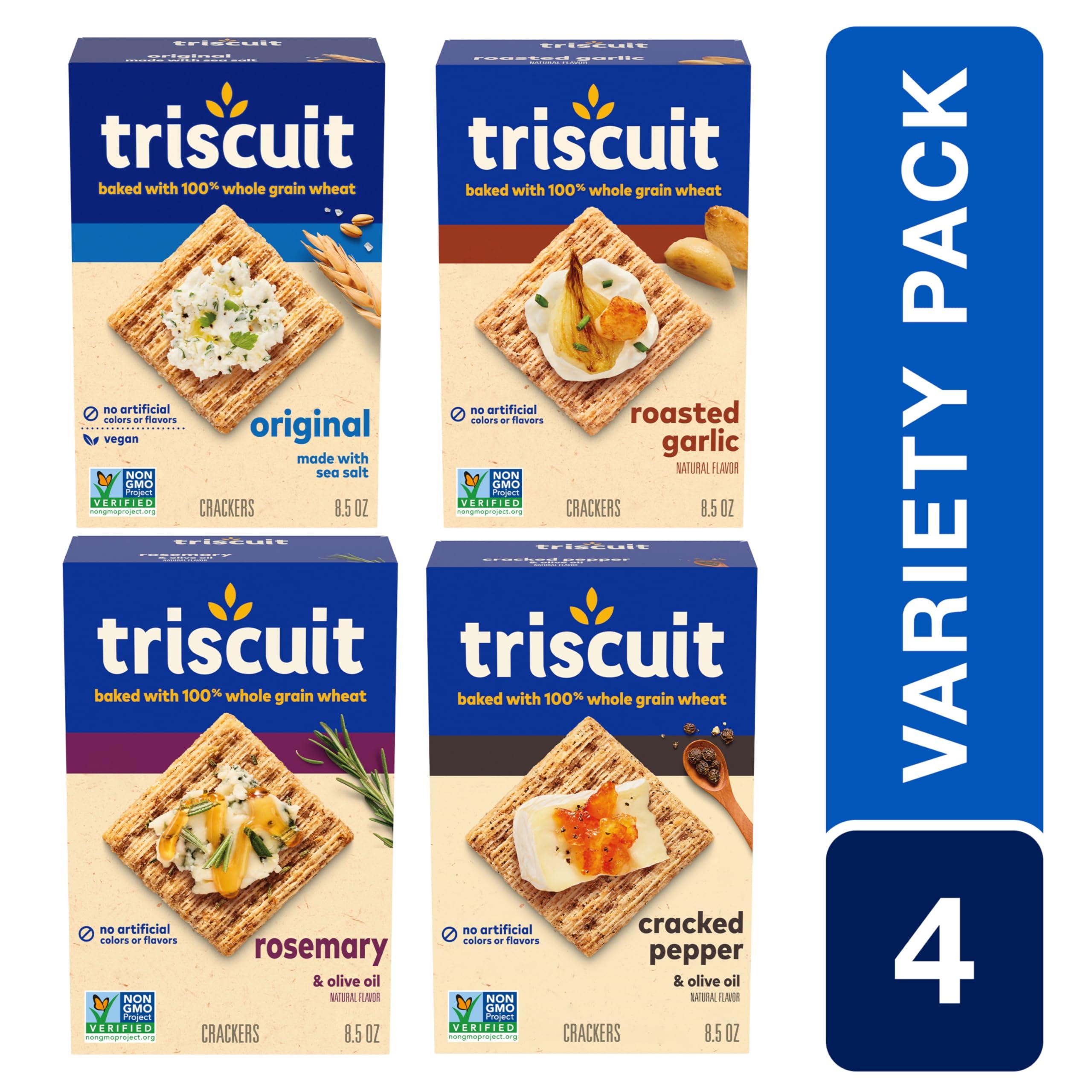 Triscuit Whole Grain Wheat Crackers 4 Flavor Variety Pack, Lunch Snacks, Bulk Snack Crackers, 4 Boxes - Image 14