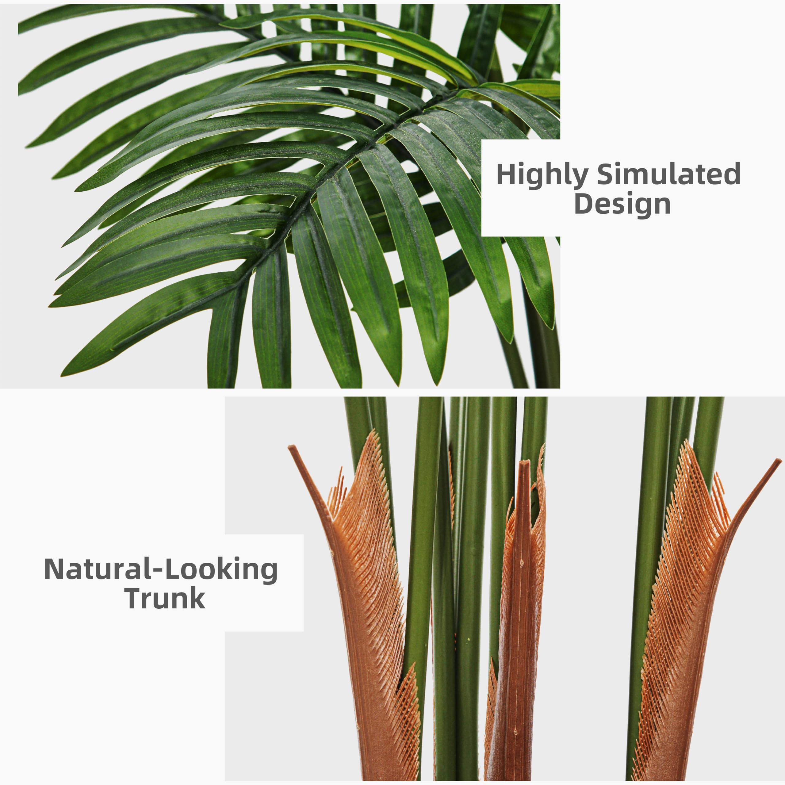 ASTIDY Artificial Palm Tree 5FT - Fake Tree with White Tall Planter - Faux Tropical Areca Floor Plant in Pot - Artificial Silk Plant for Home Office Living Room Decor Indoor - Image 7