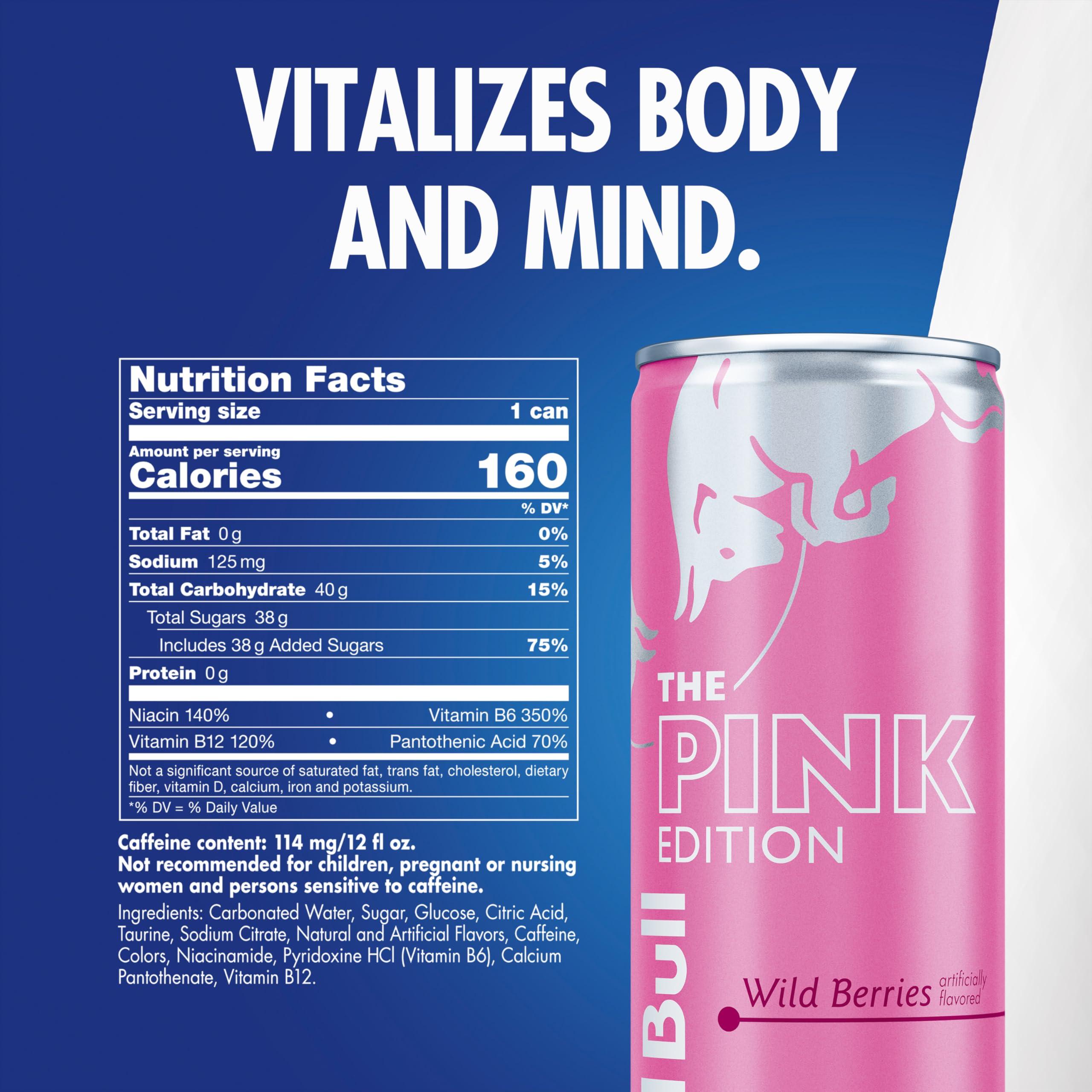 Red Bull Pink Edition Energy Drink, Wild Berries, 12 fl. z., Case of 24 cans, with 114mg Caffeine, Taurine & B Vitamins - Image 2