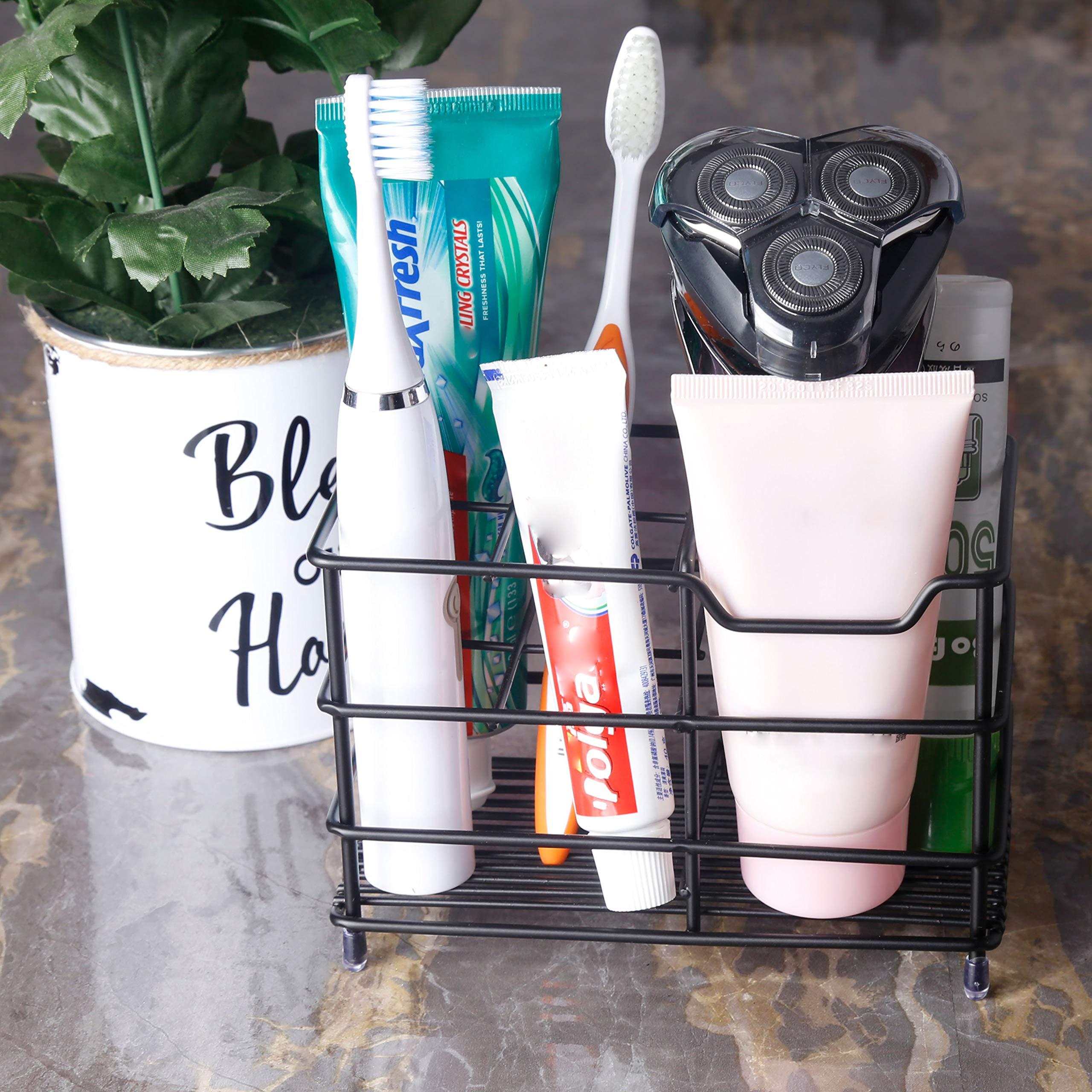 Dseap Toothbrush Holder, Electric Toothbrush Holder - Stainless Steel Tooth Brush Holders, Toothpaste Holder Organizer Stand Caddy for Bathroom, Black, 2Packs - Image 2