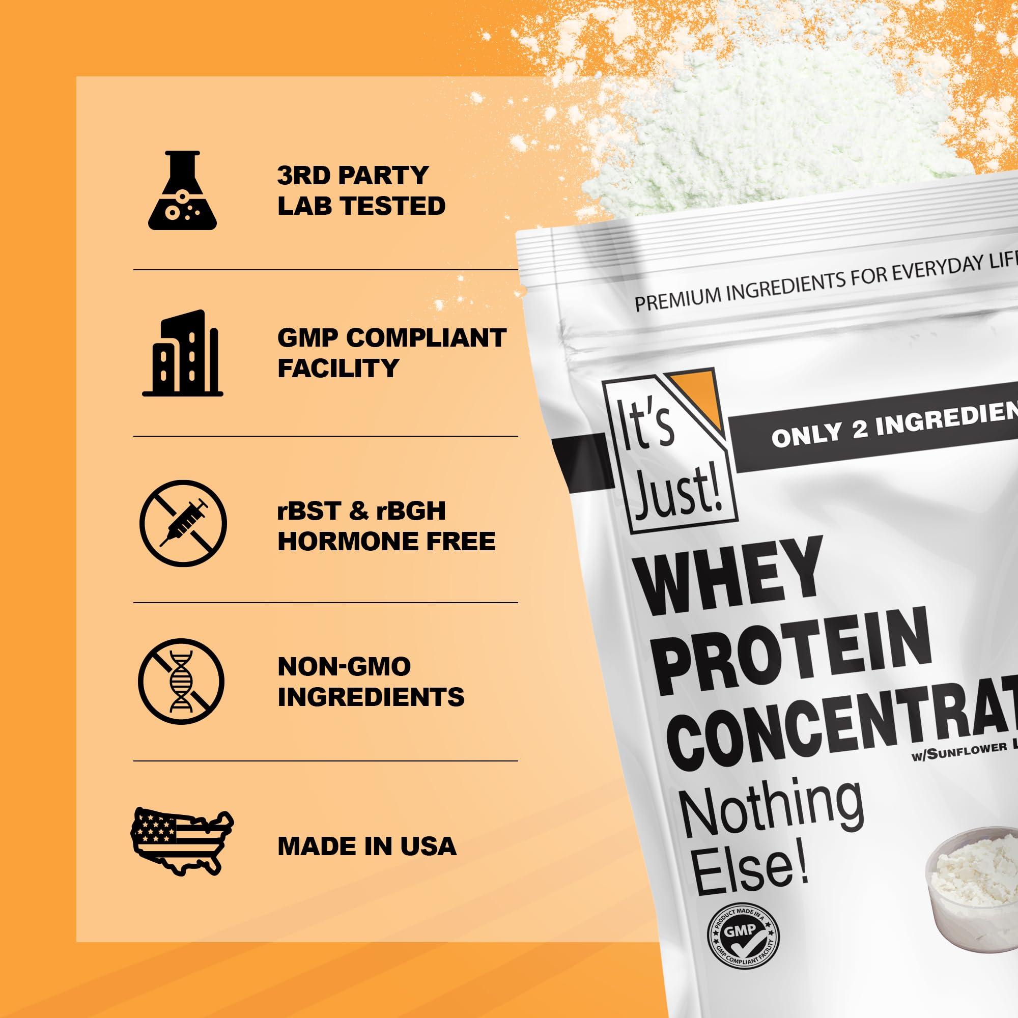 It's Just! - 100% Whey Protein Concentrate, Made in USA, RBST/rBGH Hormone Free, Premium WPC-80, No Added Flavors or Artificial Sweeteners (1.25 Pound, Unflavored) - Image 4