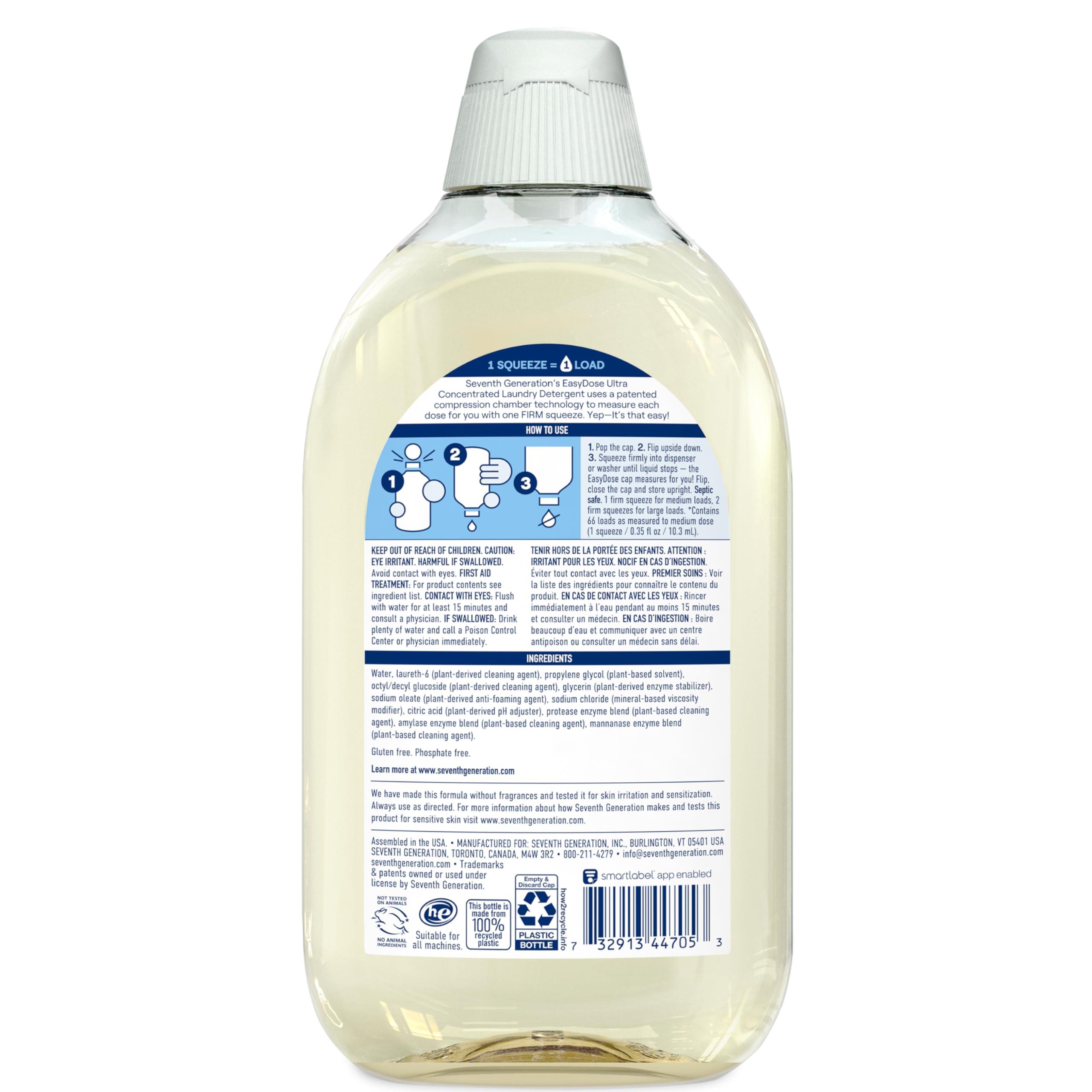 Seventh Generation EasyDose Laundry Detergent, Ultra Concentrated: 66 Loads, Free & Clear Designed for Sensitive Skin, 23.1 Fl Oz - Image 2