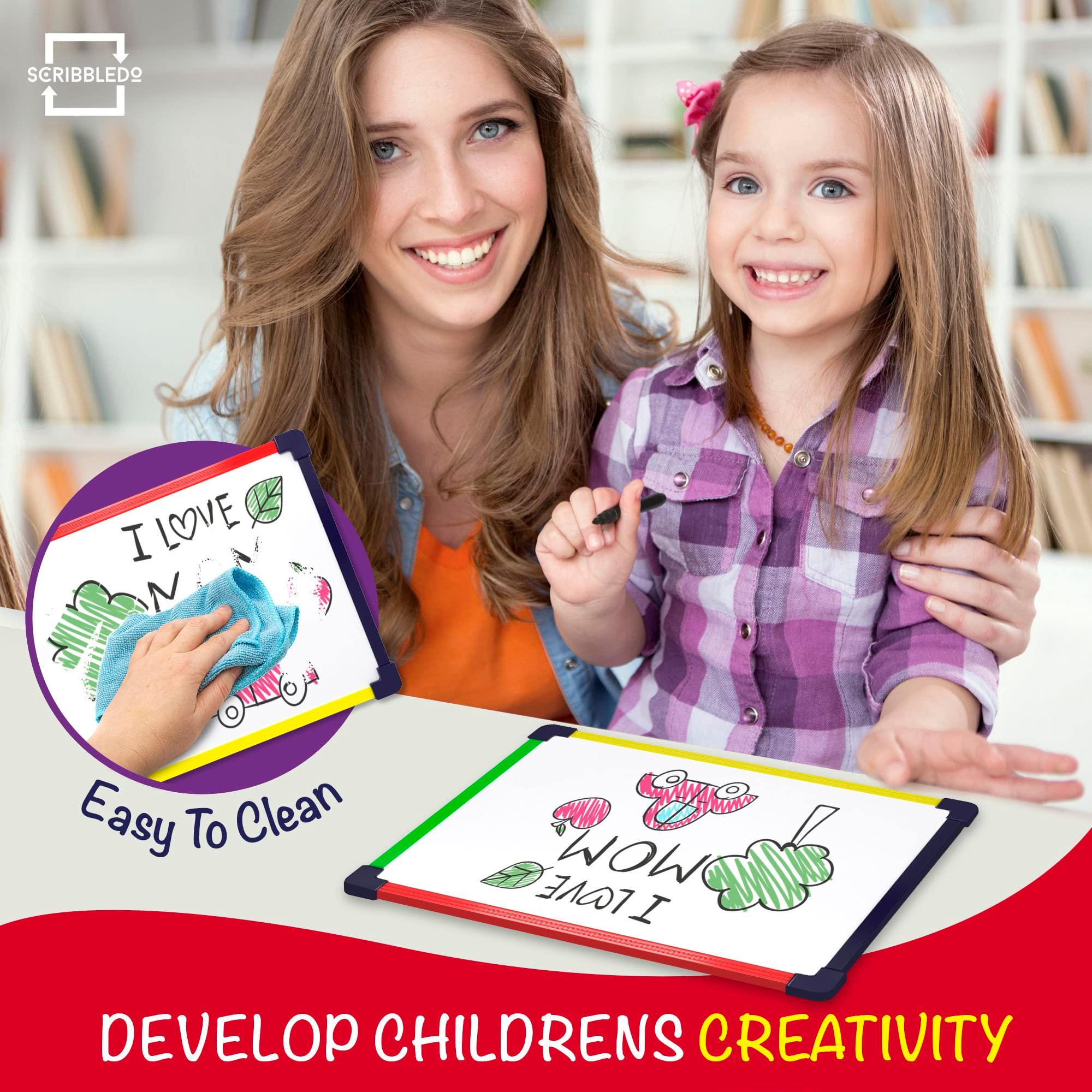 SCRIBBLEDO 5 Pack Small White Board Dry Erase Board for Kids Portable 9"x12" Drawing Magnetic Mini Whiteboard White Board for Students Teachers School Supplies Lapboard for Kids & Erasers - Image 4