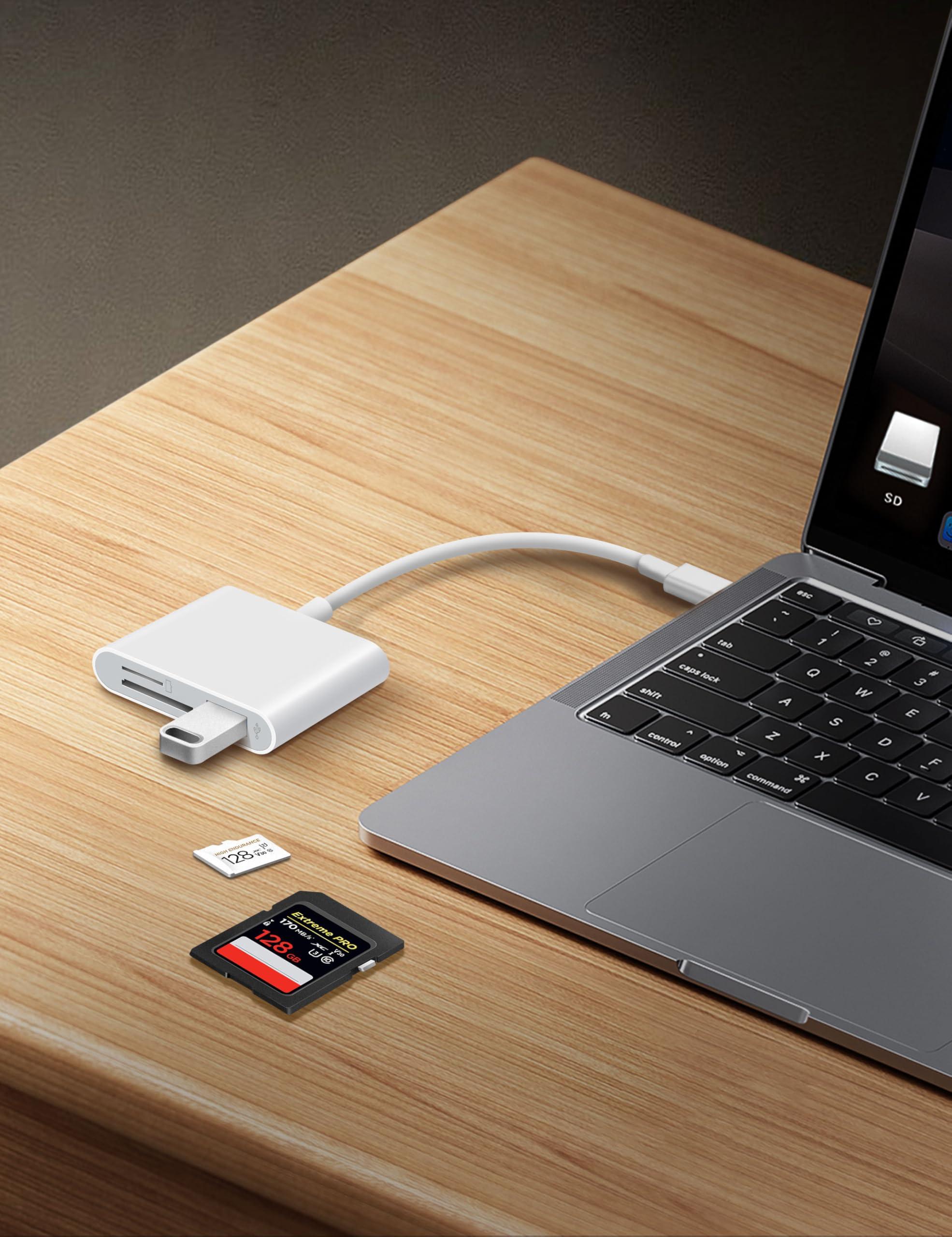 MujuDoler USB C SD Card Reader for iPhone 15 16 iPad Mac 3 in 1 USB-C Memory Trail Camera Card Adapter with Dual Slots & USB Port for Mac MacBook Pro/Air/Mini Android Laptop More USBC Typec Devices - Image 6