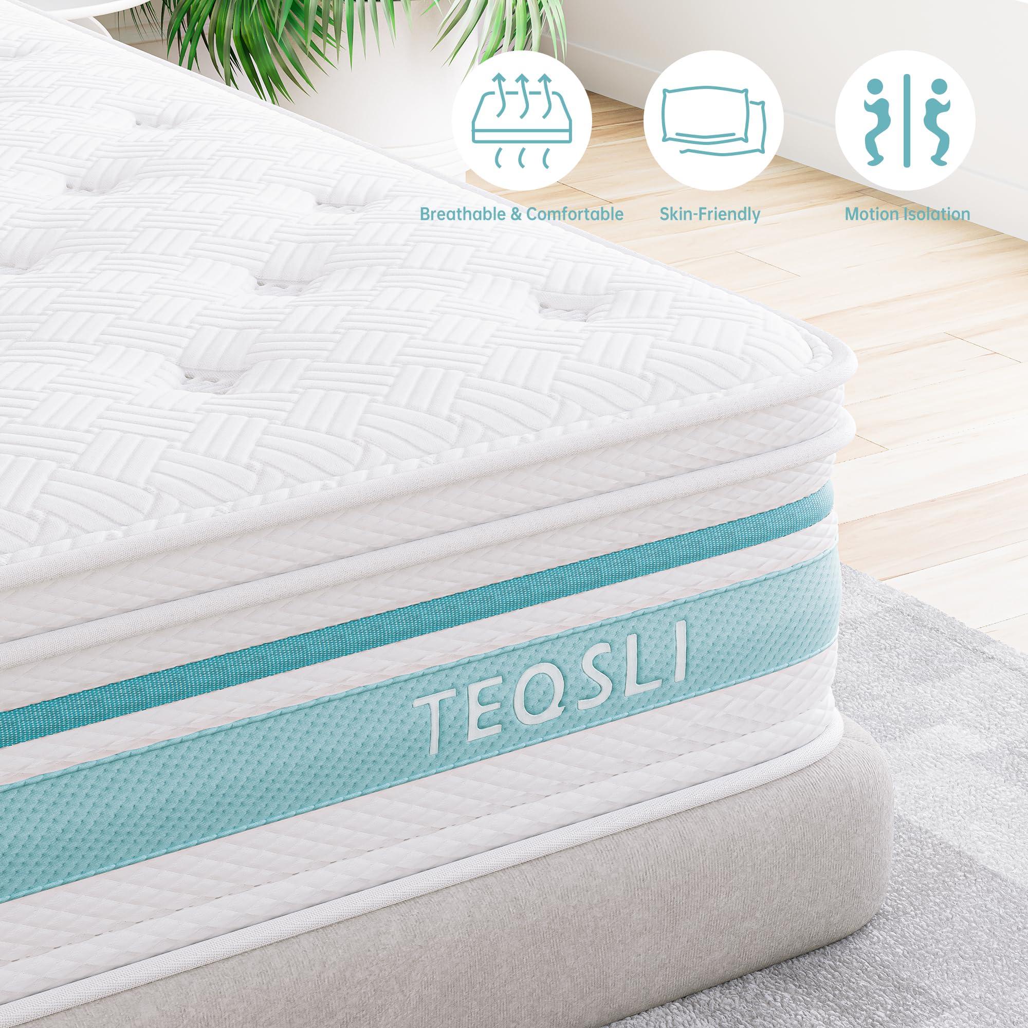 TeQsli Queen Mattress 12 inch Hybrid Mattress with Gel Memory Foam Innerspring Mattress in a Box for Pressure Relief & Cooling Sleep Queen Size Mattress, 100 Nights Trial - Image 4