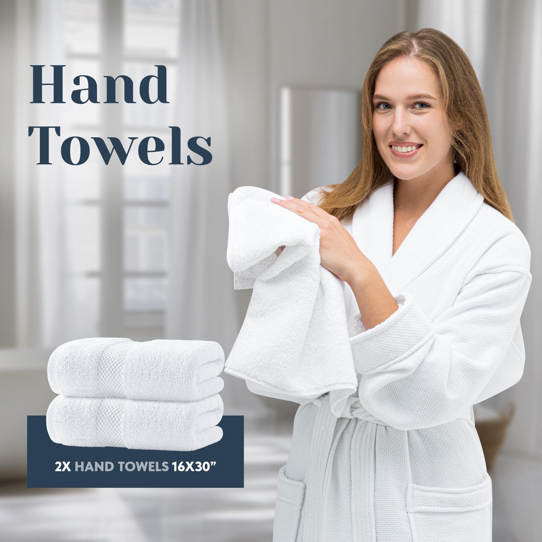 Luxury White Bath Towel Set of 8 Pieces - 100% Turkish Cotton 700 GSM Highly Absorbent Towels for Bathroom, 2 Bath Towels, 2 Hand Towels, 4 Washcloths - Image 5