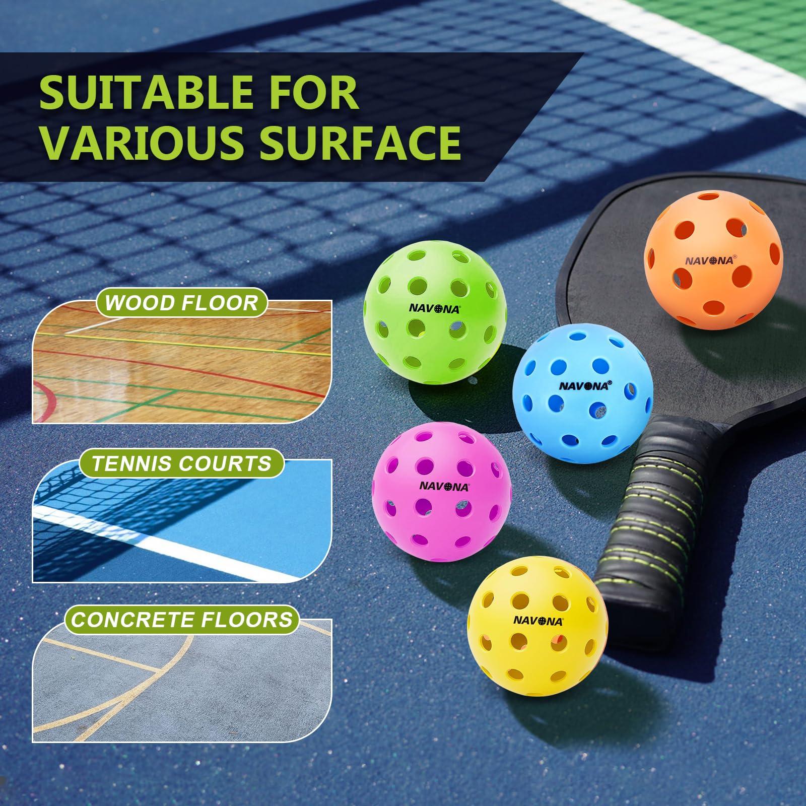 Navona 40 Pack Premium 40-Holes Multicolor Outdoor Pickleball Balls, Meet USAPA Official Requirement, Perfectly Balanced, High Bounce True Flight, Durable Outdoor Pickleball Set - Image 7