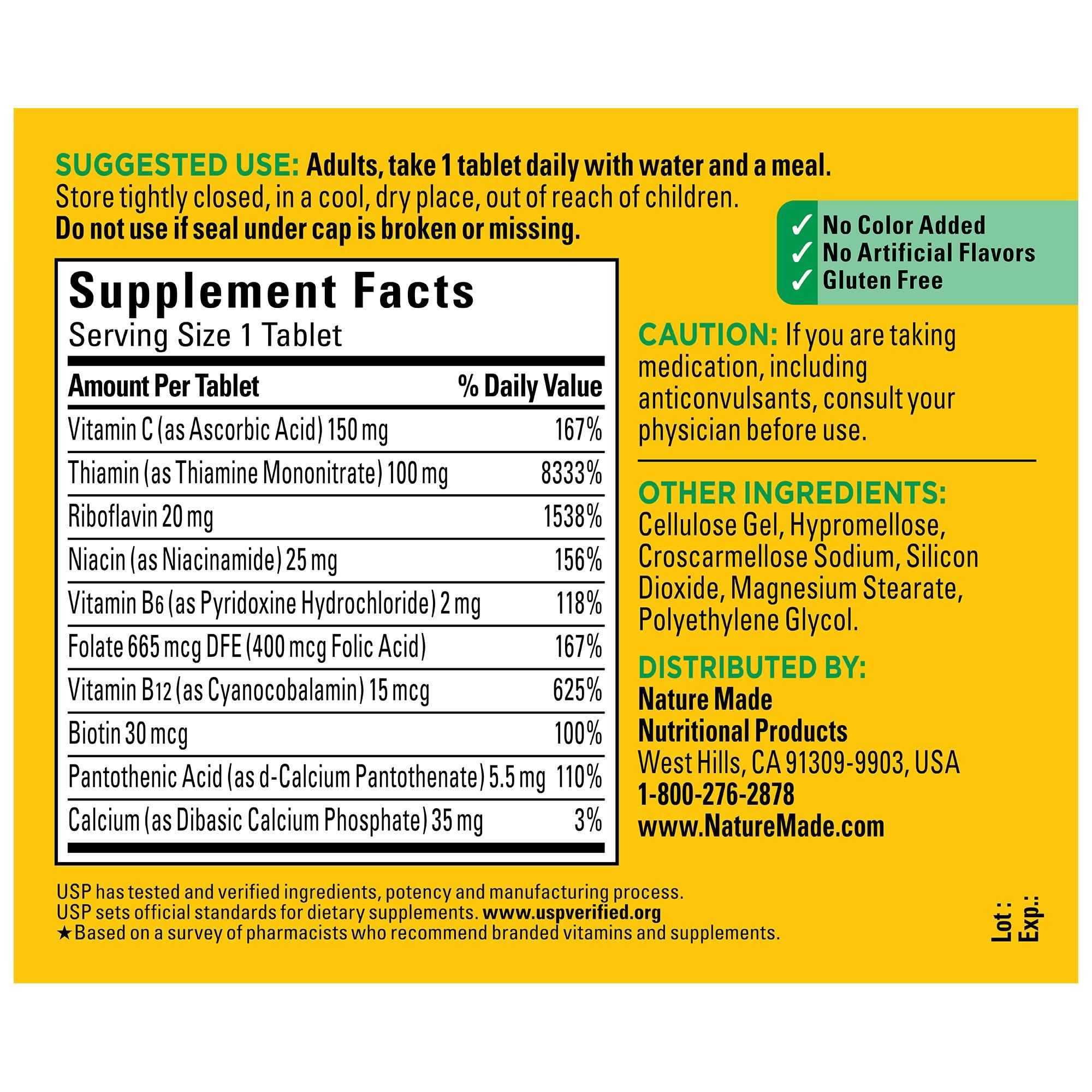 Nature Made Super B Complex with Vitamin C and Folic Acid, Dietary Supplement for Immune Support, 140 Tablets, 140 Day Supply - Image 5