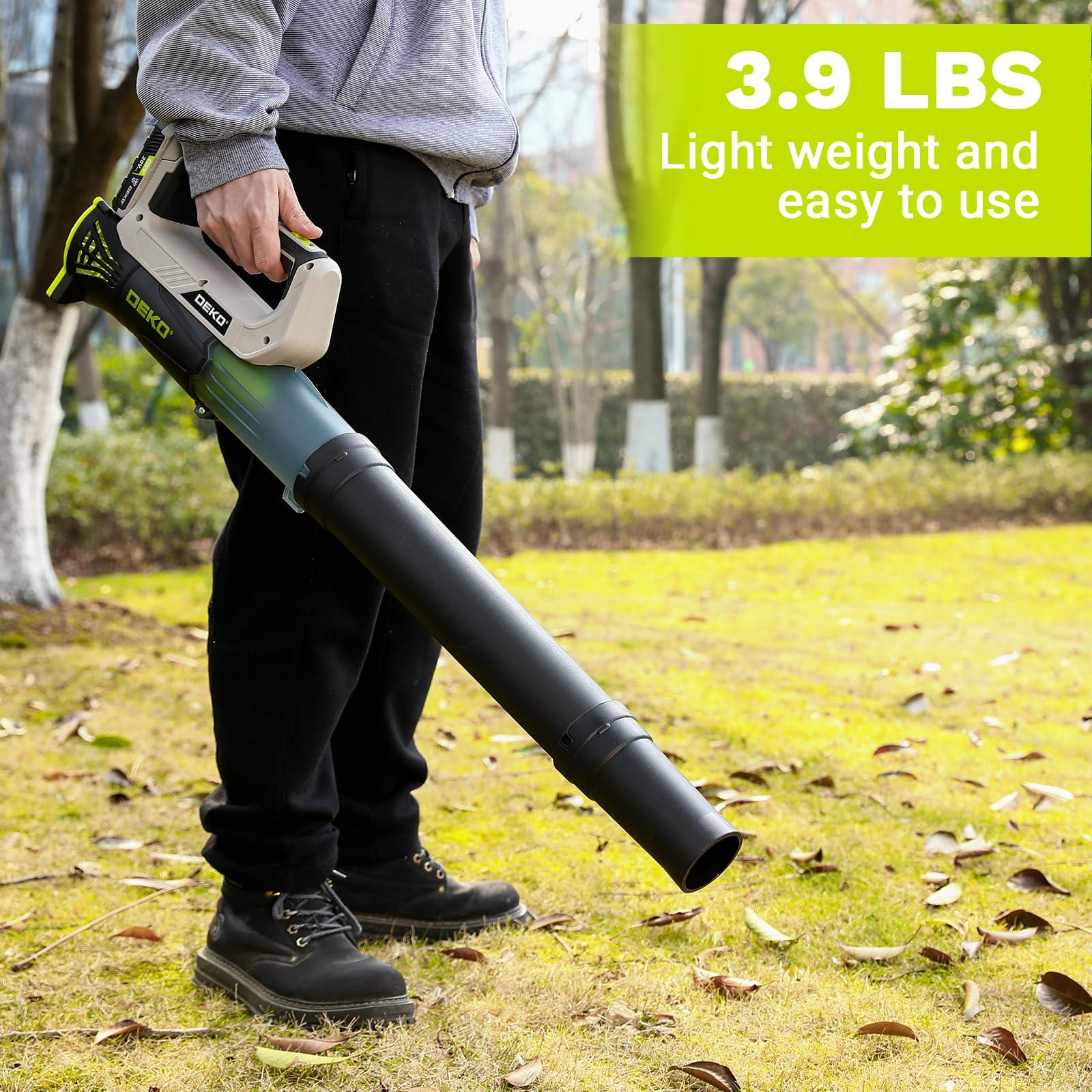 Electric Leaf Blower Cordless 18000RPM: DEKOPRO Blowers for Lawn Care with 2x2.0Ah Battery and Charger, 2 Speed Mode, Lightweight & Powerful Battery Powered Leaf Blower for Patio Yard Cleaning - Image 3