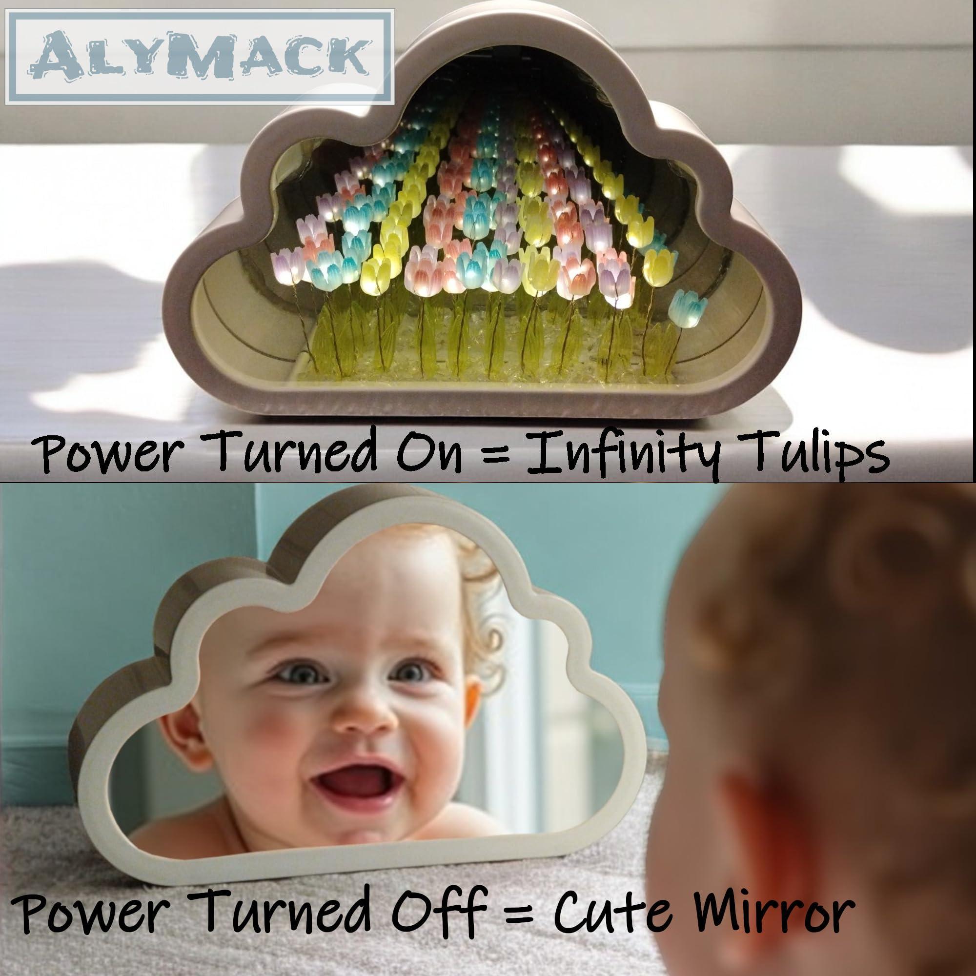 ALYMACK Handmade Tulip Lamp Fully Assembled - Flower Night Light Cuteness Lamps - Tulip and Rose Infinity Mirror in a Glass - Gift for Women or Girl - Lampara de Tulipanes Infinitos (Rainbow, USB) - Image 2