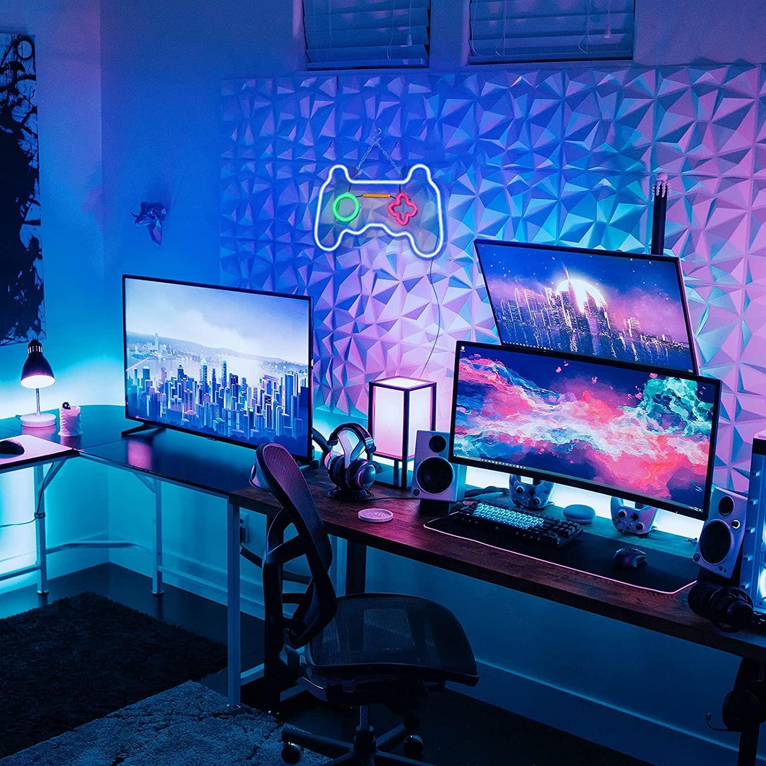 SOLIDEE Led Dimmable Neon Signs Wall Decorations For Living Room|Bedroom Gamepad Controller Shape Lights Game Room Decor Accessories Cool Teen Boys|Girls|Kids Gamer Gifts - Image 7