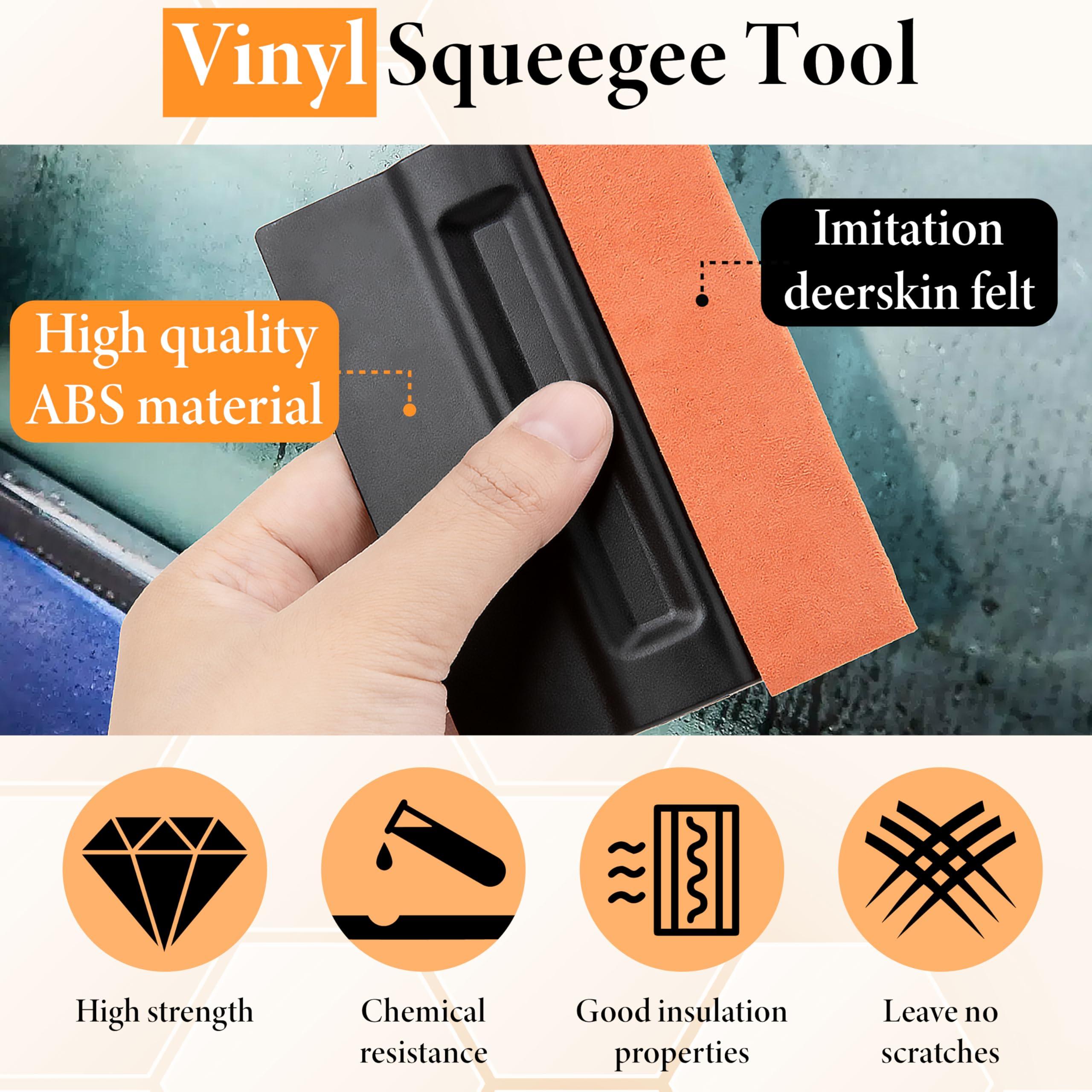 ecocstm 4 PCS Vinyl Felt Squeegee, 4 Inch Magnet Tint Squeegee with Fabric Felt Edge, Auto Vinyl Film Decal Wrapping Squeegee, for Car Vinyl Wrap, Window Tint, Wallpaper,Decal Sticker Installation - Image 3