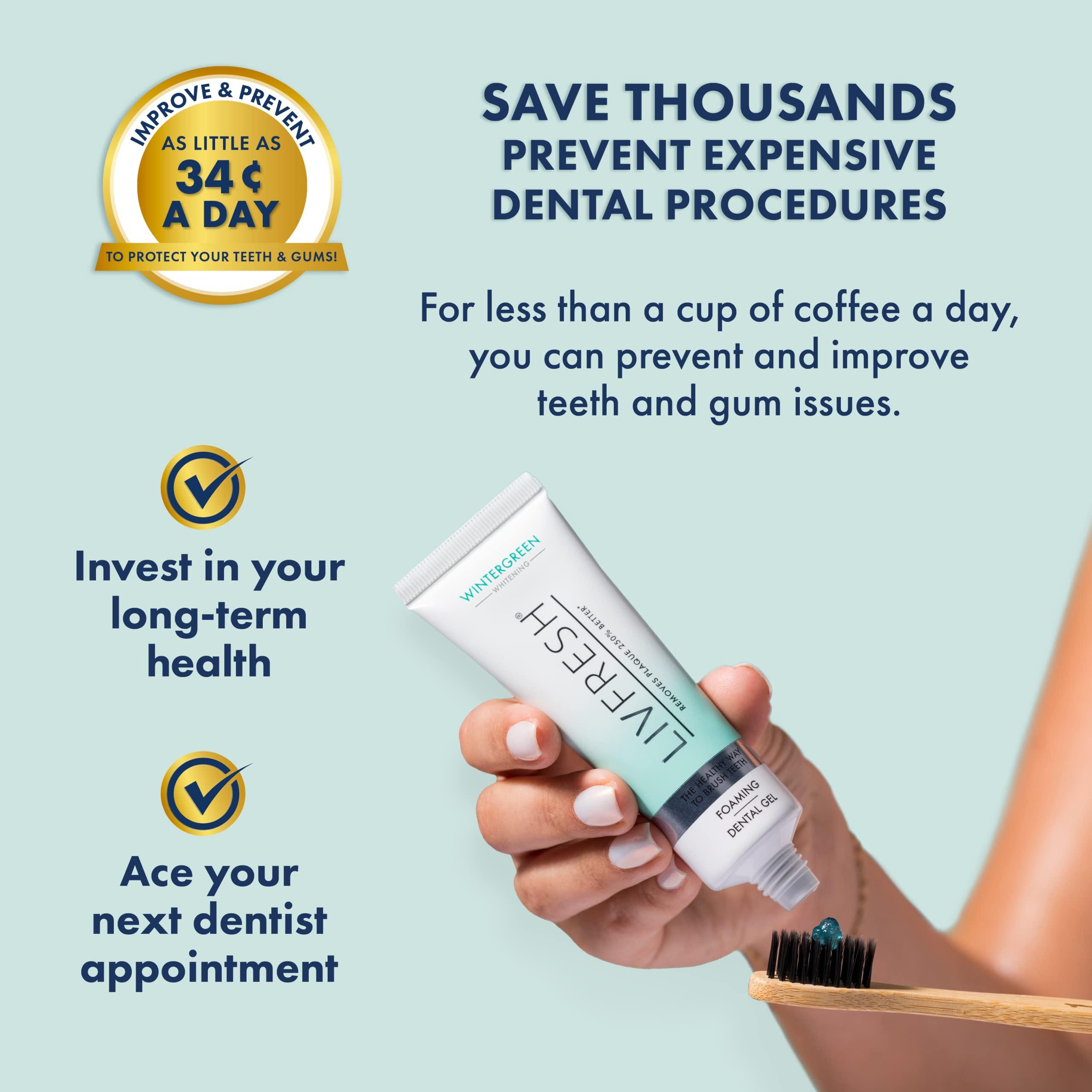 LIVFRESH Toothpaste Gel, Clinically Proven to Remove Plaque 250% Better, Improves Gum Health 190% Better, Prevents & Reduces Tartar, Freshens Breath, SLS Free Dental Gel, Wintergreen - Image 5