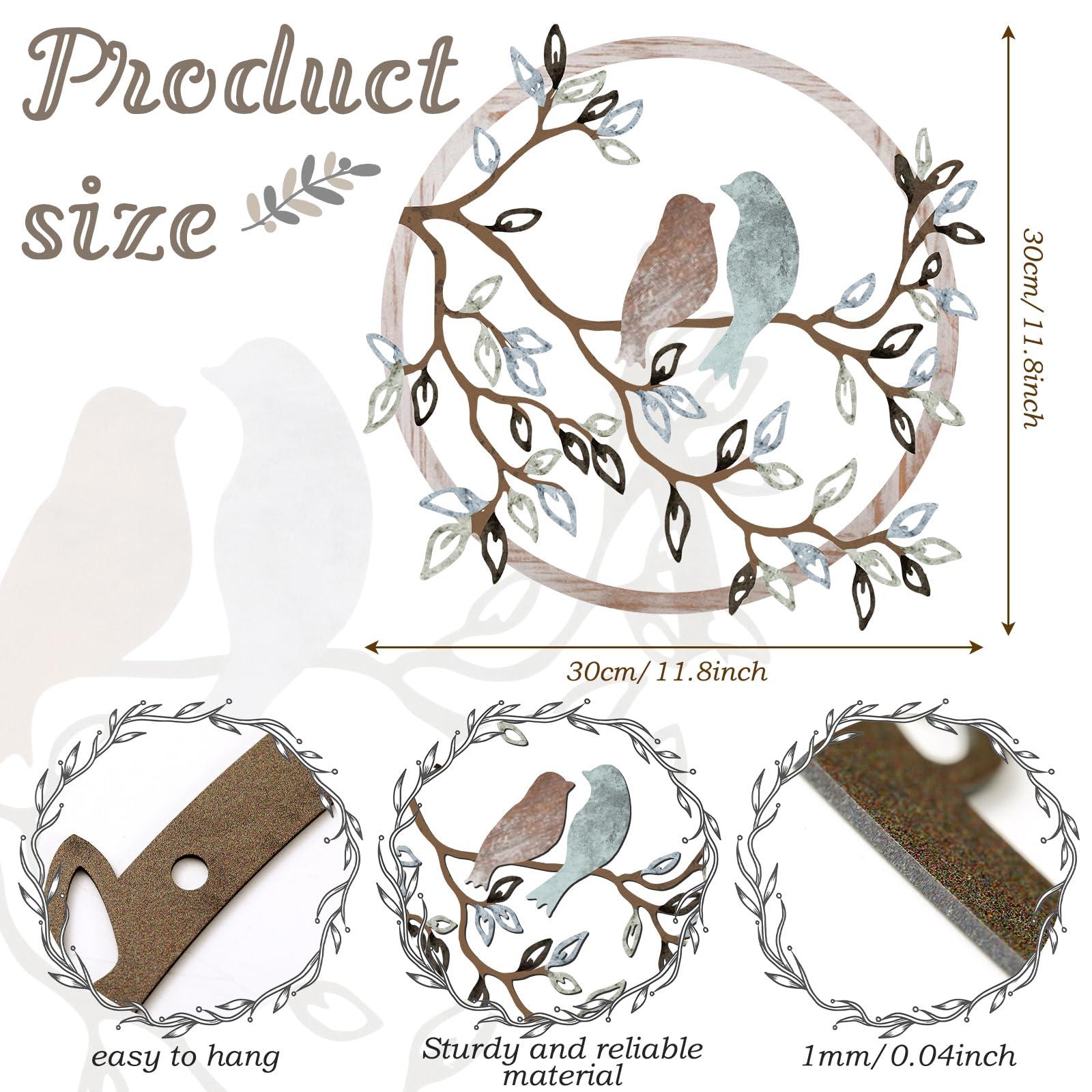 Ferraycle Metal Wall Art Bird on Tree Branch Silhouette Bird Art Decor for Living Room Garden Bedroom Office Home Wall Housewarming Party Decor(Fresh Color) - Image 2