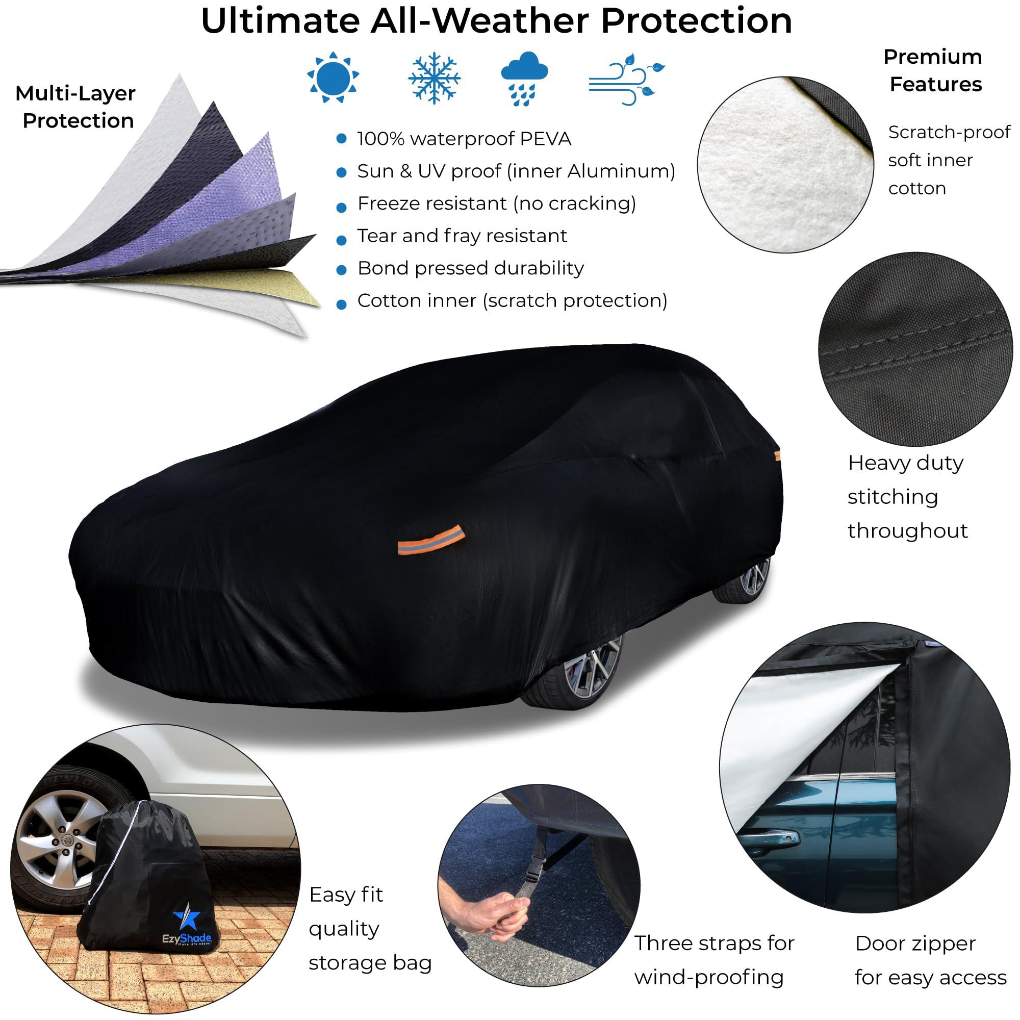 EzyShade 10-Layer Waterproof Sports Car Cover. See Vehicle Size-Chart for Accurate Fit. All Weather Full Outdoor Covers. Corvette Mustang Porsche. Sun Snow Wind Rain. Black, Size C3 (See SizeChart) - Image 2