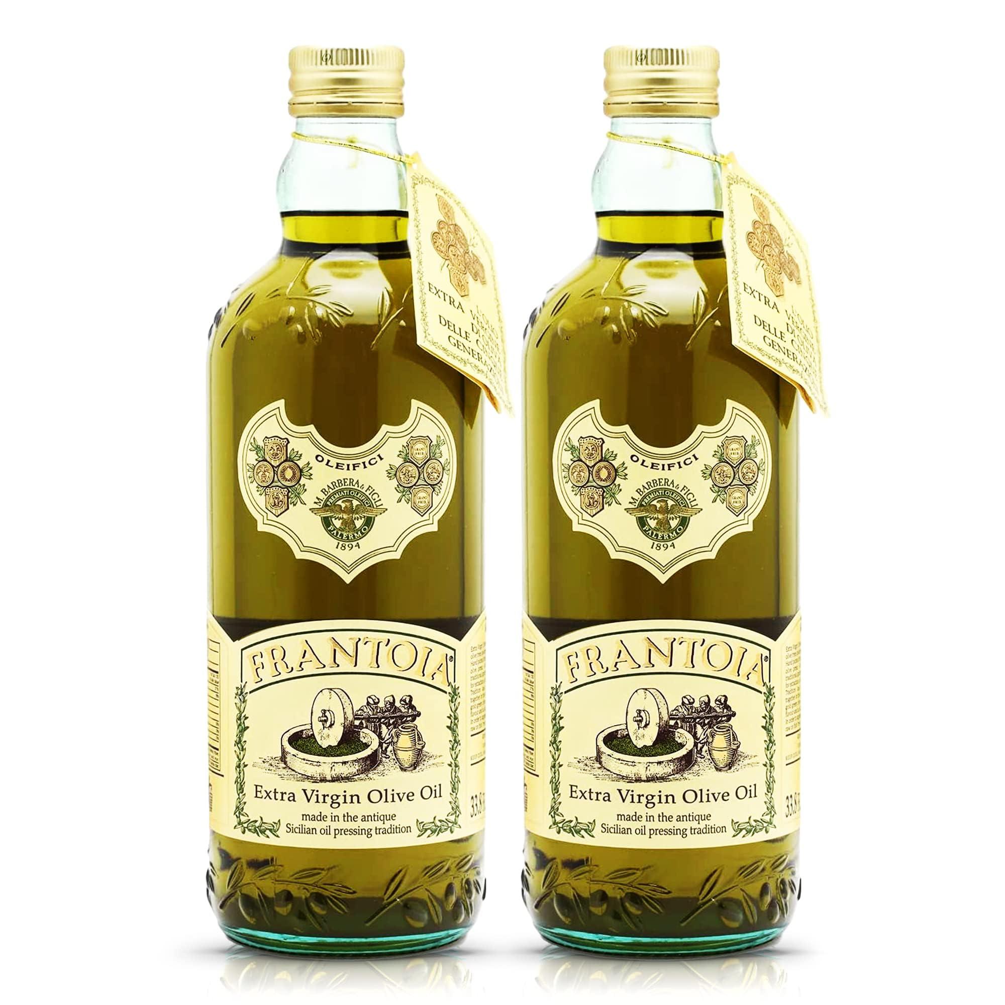 Frantoia Extra Virgin Olive Oil from Italy - Fruity, Unfiltered, Cold Extracted Authentic Sicilian Olive Oil - Fresh Harvest, Imported From Italy - 33.8 fl oz - Pack of 2