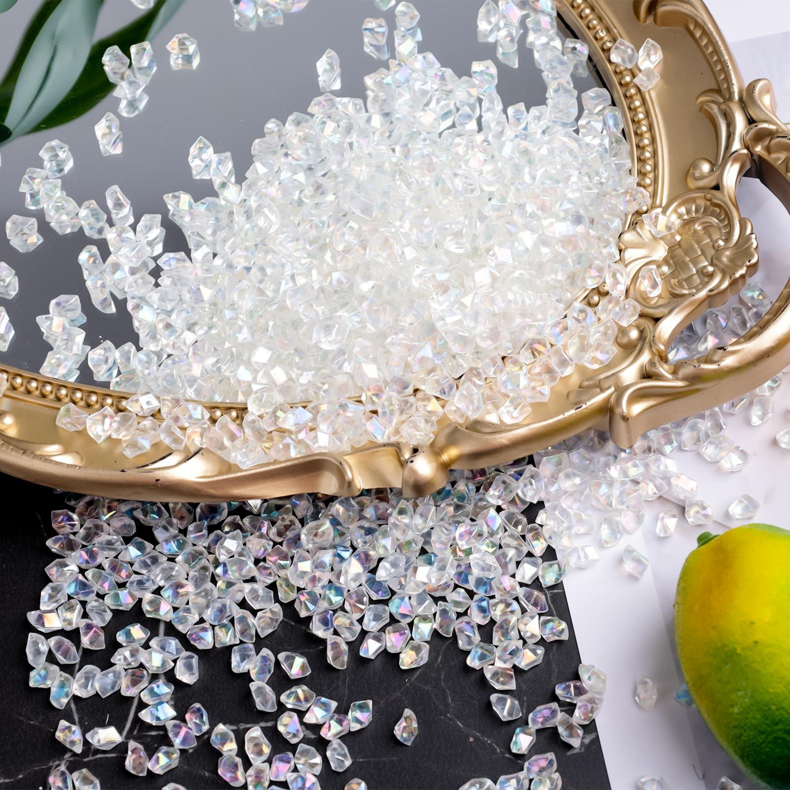 DomeStar 4200PCS Clear Fake Ice, Iridescent Acrylic Fake Diamonds, Vase Fillers, Crushed Ice Rocks Plastic Gems for Centerpiece Fish Tank Table Scatter Photography Props Display Decoration - Image 2