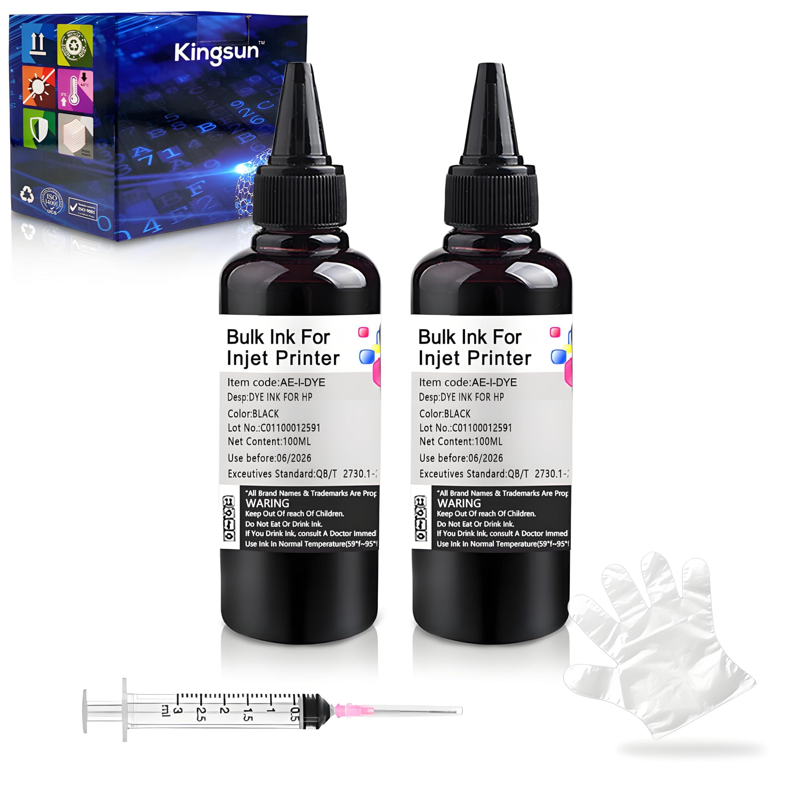 KSUMEI Ink Refill Kit for HP 21 22 60 61 62 63 64 65 67 67XL 94 95 96 564 711 901 902 920 932 933 934 940 950 951 952 970 971 Ink Cartridge Bottle (2*Black, 100 ml)