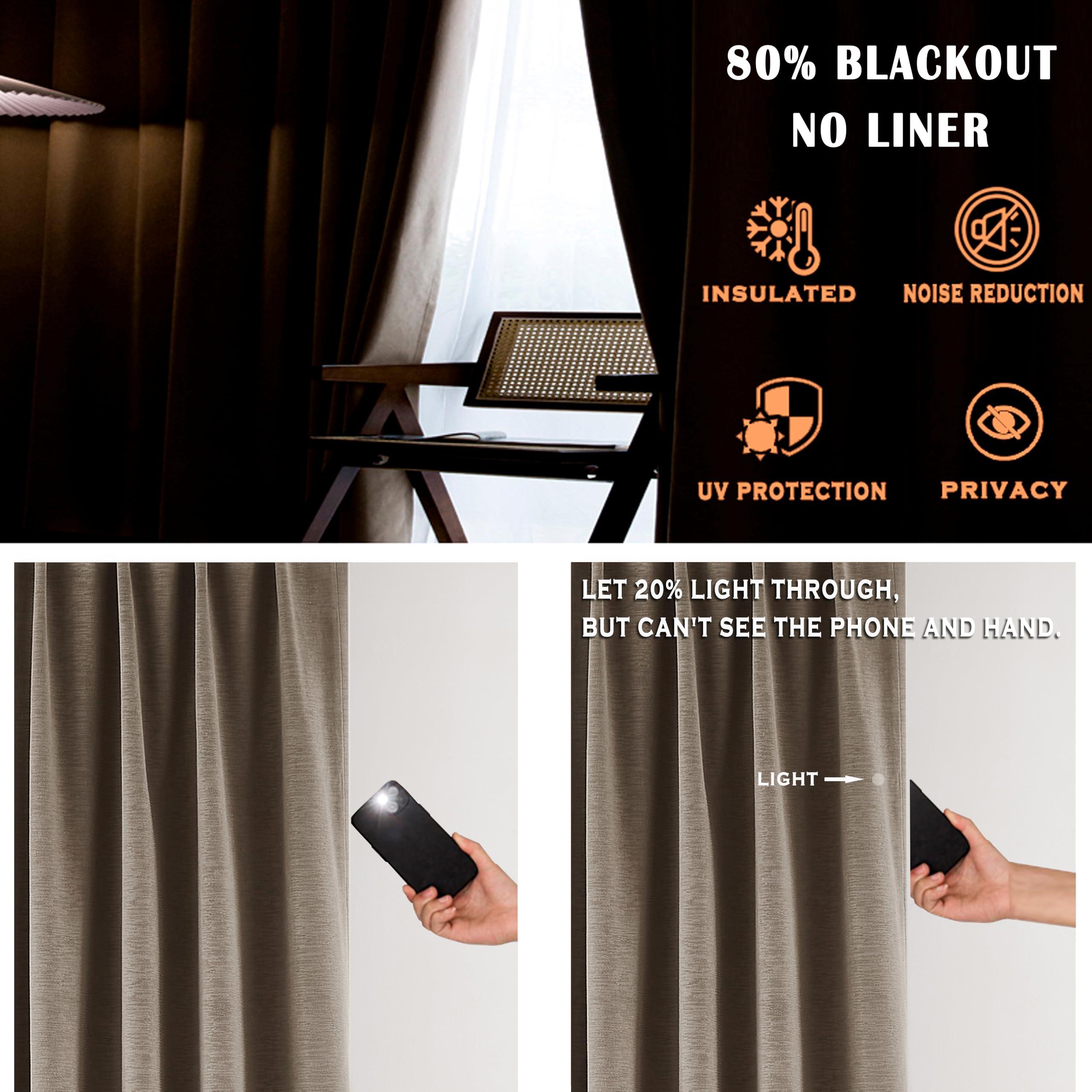 Kayne Studio Back Tab Velvet Pinch Pleated Curtains 84 Inch Long,Room Darkening Thermal Insulated Noise Reducing Window Treatments Drapes for Living Room, Mocha Tan,22 Hooks,2 Panels,38" x 84" - Image 5