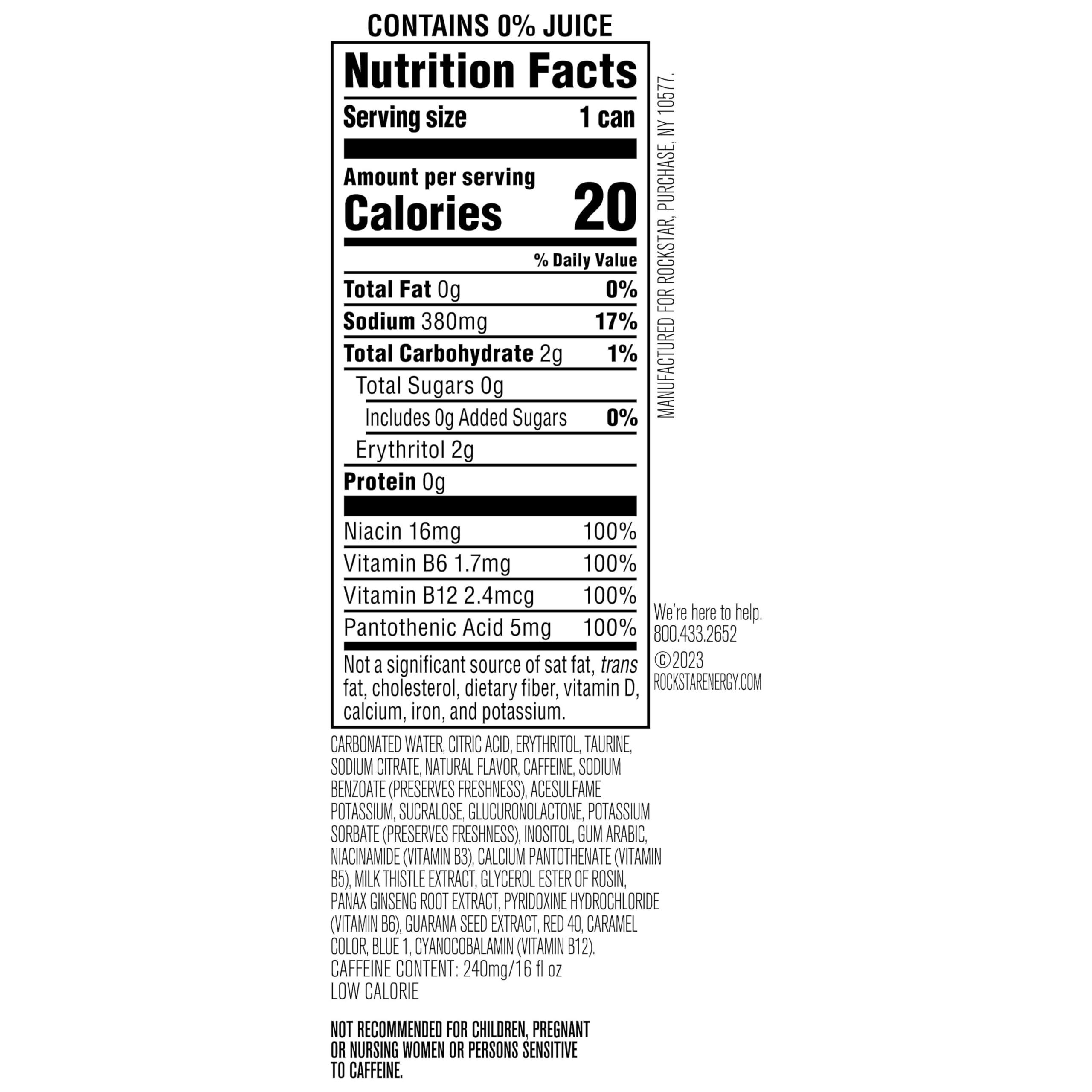 Rockstar Pure Zero Energy Drink, Fruit Punch, 0 Sugar, with Caffeine and Taurine, 16oz Cans (12 Pack) (Packaging May Vary) - Image 2