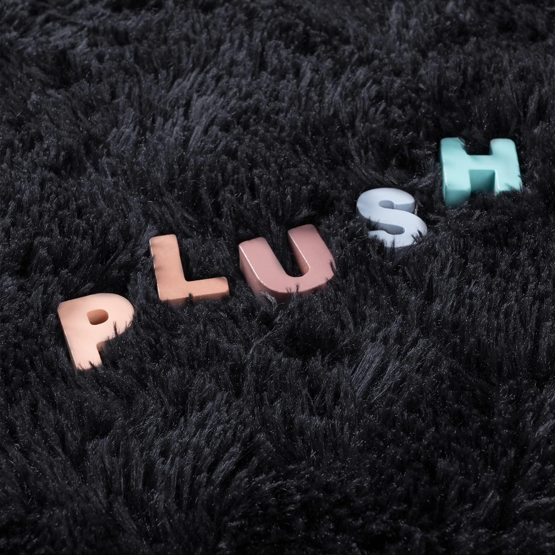 Noahas Fluffy Black Area Rugs for Bedroom Living Room,4x5.3 Feet Thick Shag Throw Floor Carpet,Soft Shaggy Non-Slip Plush Dorm Nursery Kids Rug Home Decor Aesthetic - Image 7