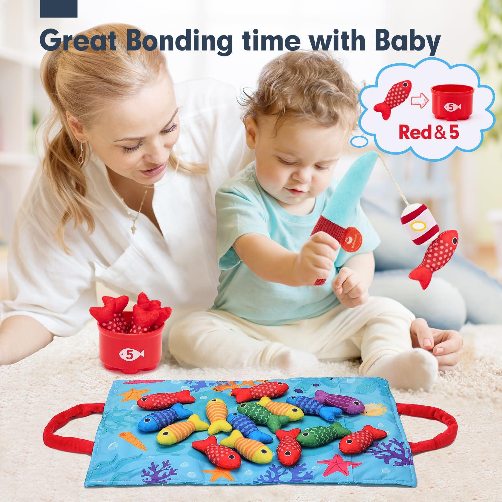 hahaland Montessori Toys for 1 Year Old - 10 in 1 Cloth Toddler Fishing Game with Stacking Cups, Baby Toy 12-18 Months One Year Old Boy Birthday Gift, Toddler Toys for 1 2 Year Old Boy Girl Gifts - Image 9