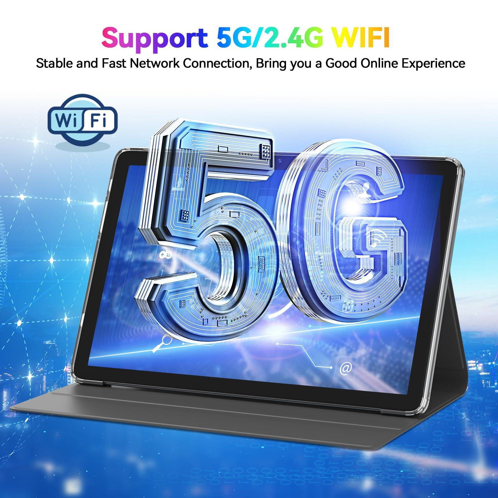 Latest 2025 Android 13 Tablet, 128GB+16(8+8 Expand)GB/512GB Expandable, Octa-Core Tablet with 5G WiFi, 8000mAh Battery, 10.1 inch Tableta with 21MP Camera, Tableta with Keyboard, Bluetooth,Mouse, Case - Image 4